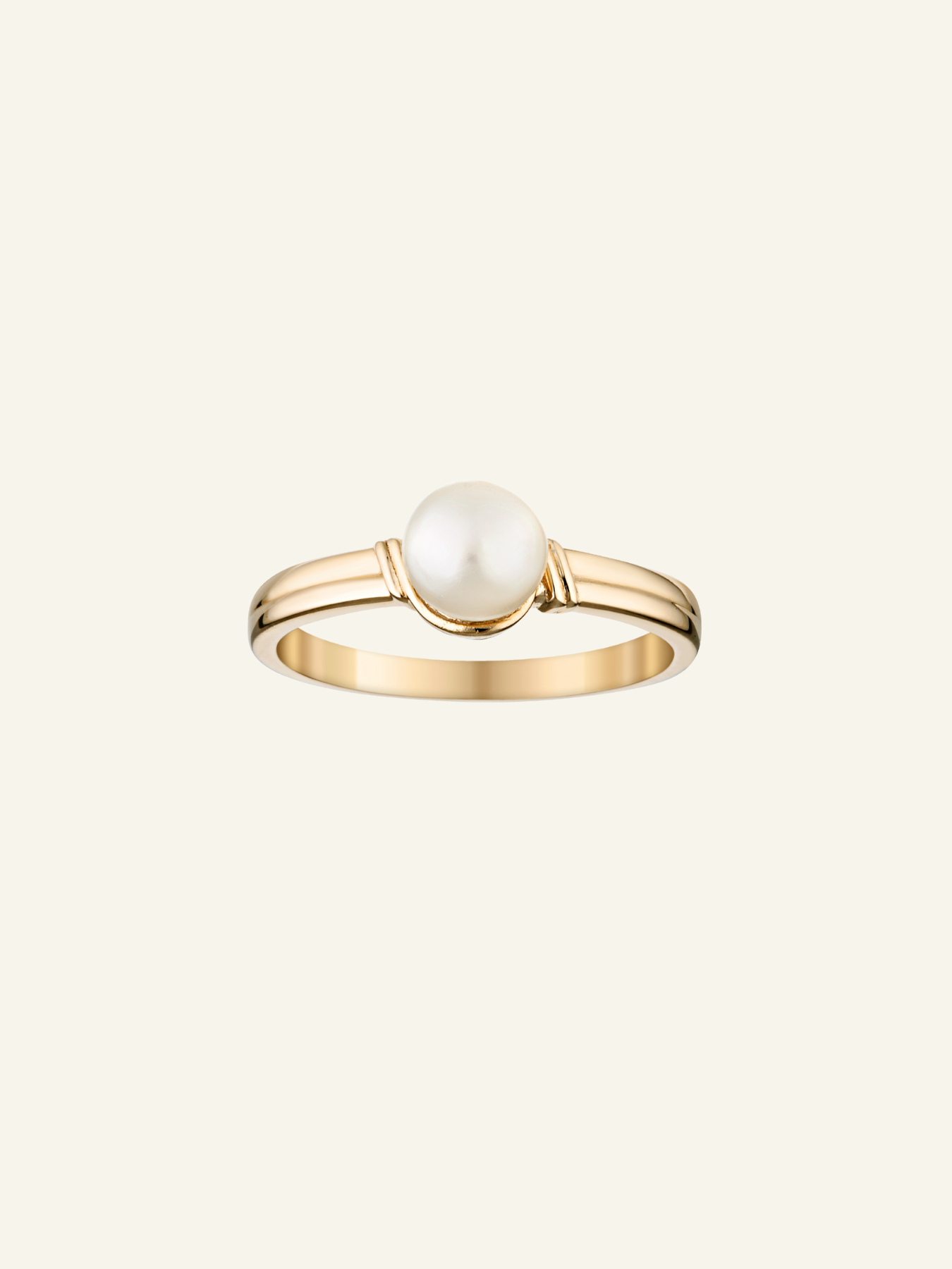 Solid Gold Twist Pearl Ring