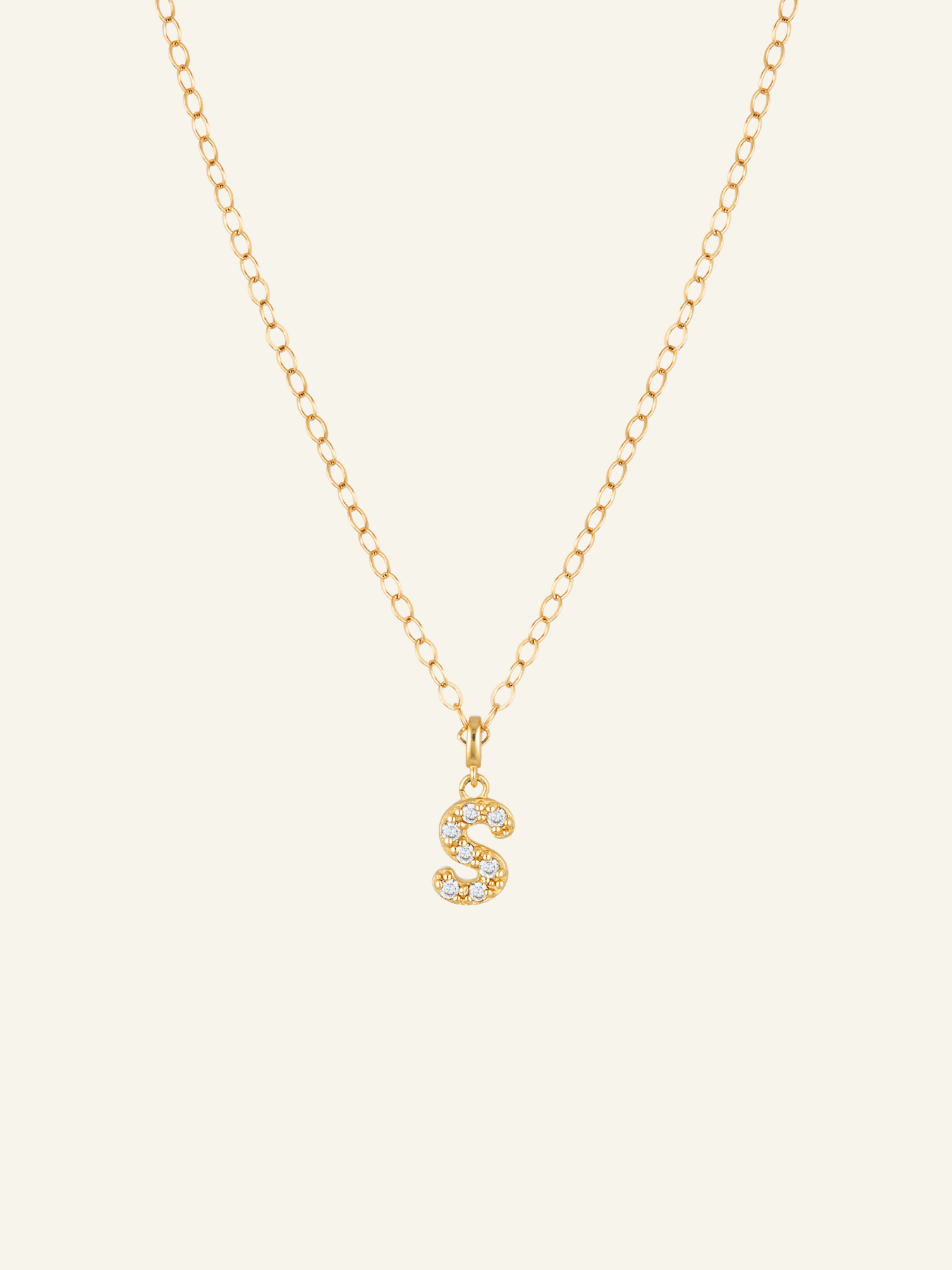 Solid Gold Diamond Initial Necklace