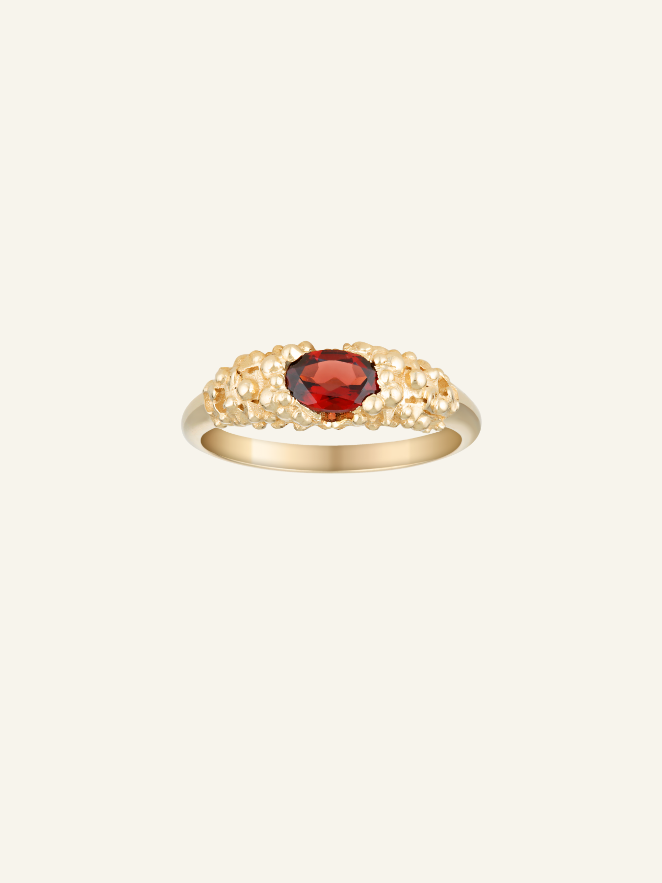 Solid Gold Bubble Garnet Ring