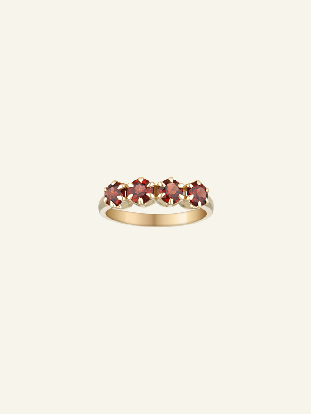 9k/14k Solid Gold Four Garnet Ring