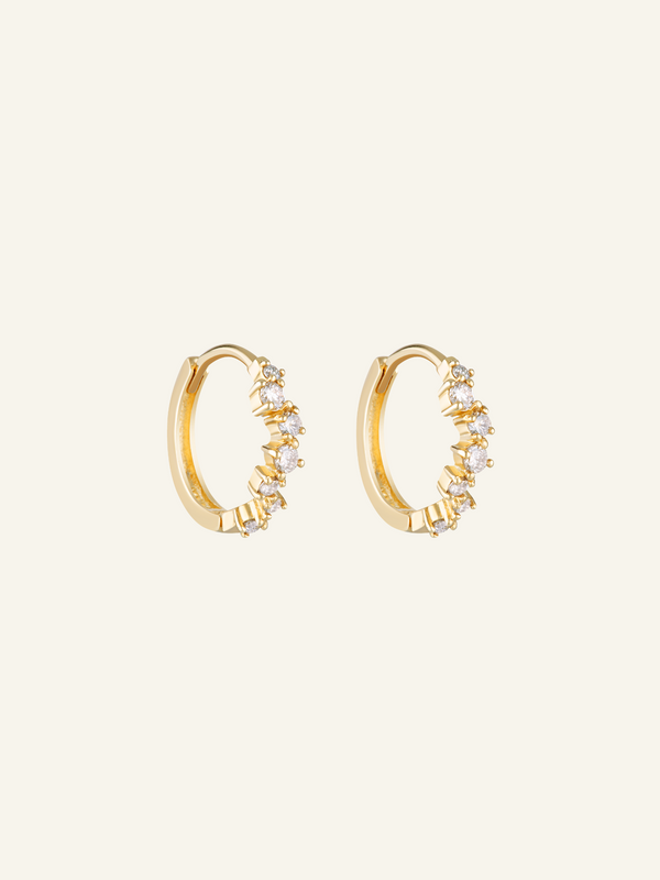Solid Gold Staggered Diamond Hoops