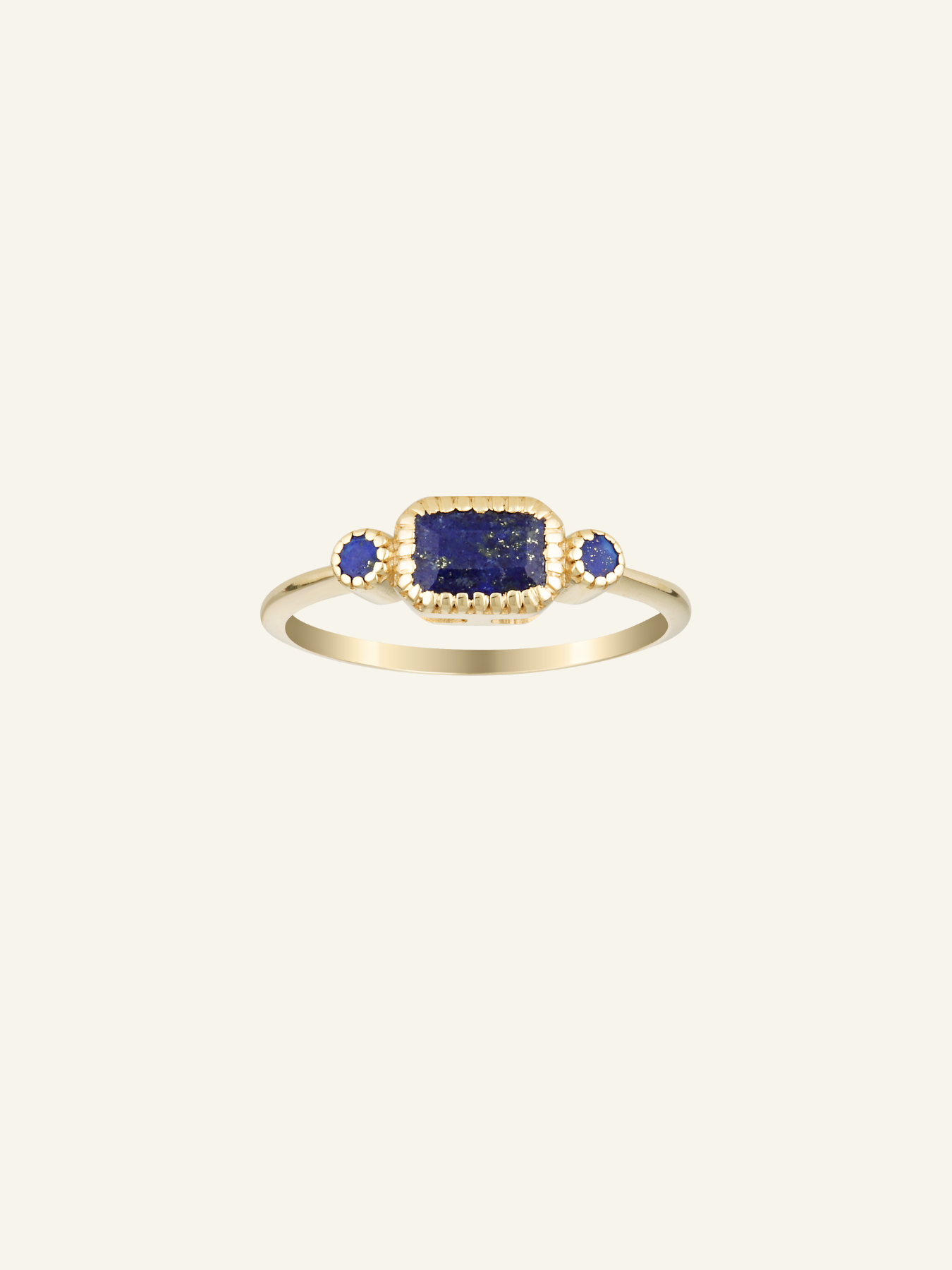 Solid Gold Rectangle Lapis Ring