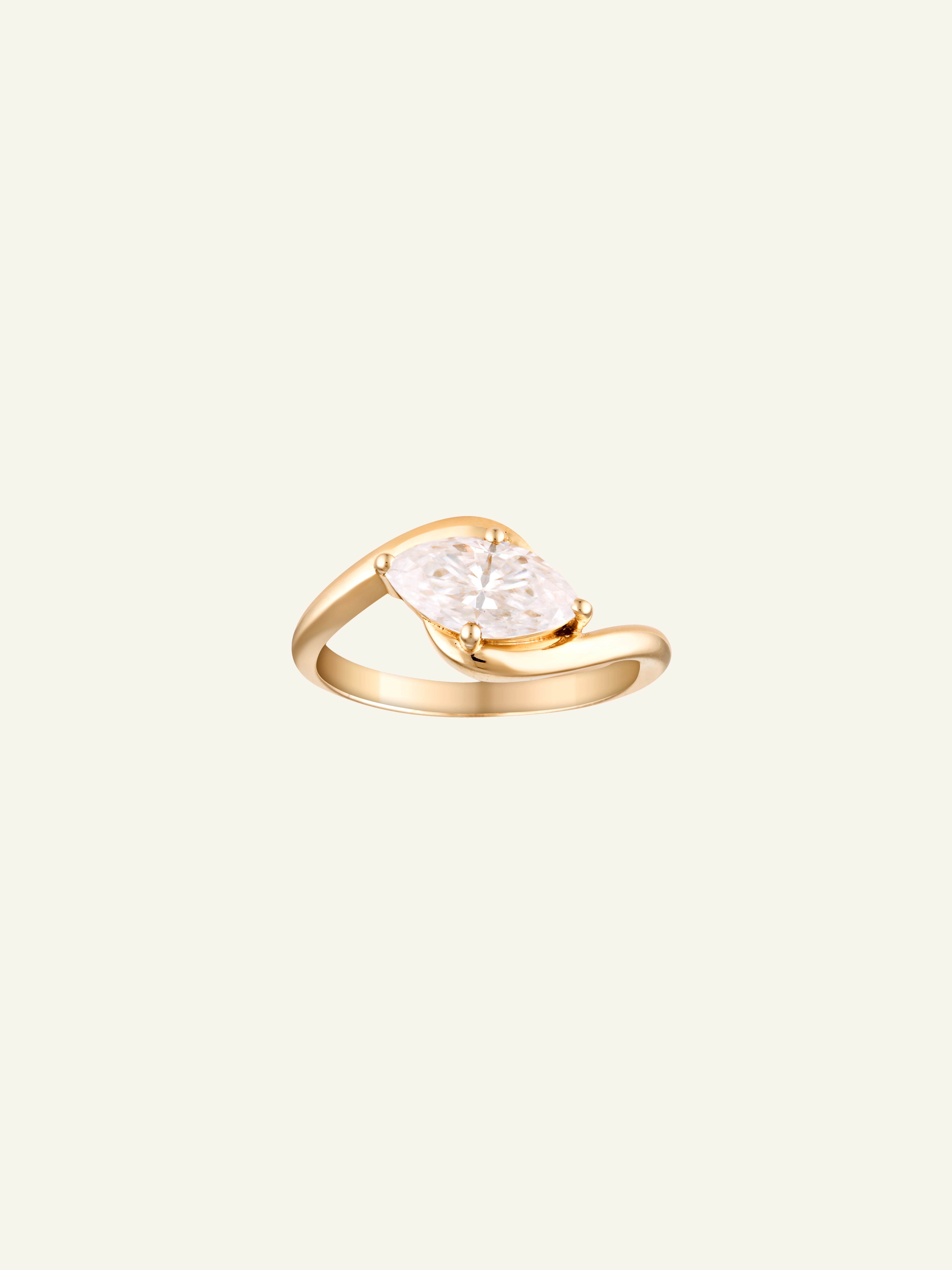 Solid Gold Marquise Moissanite Ring