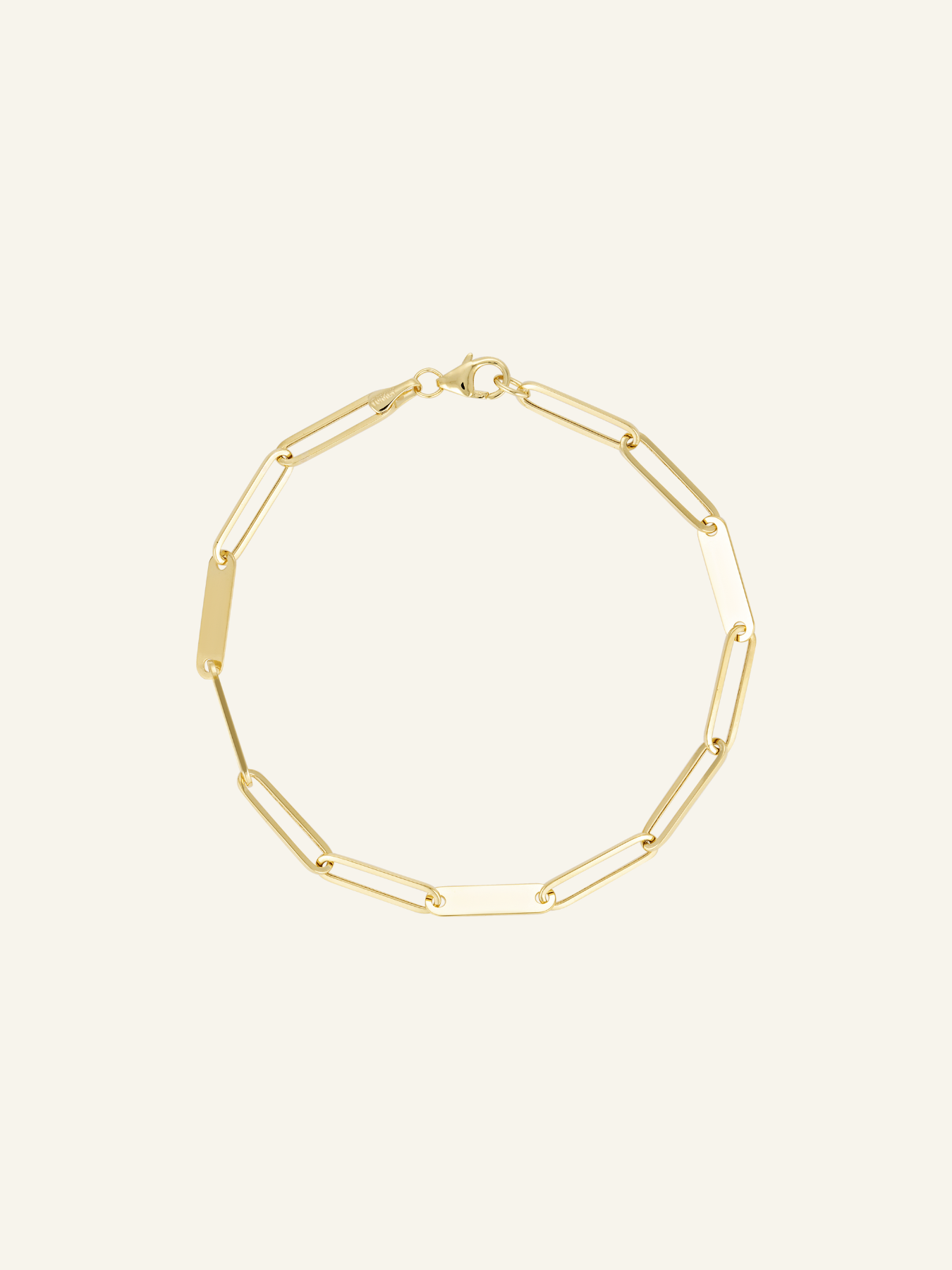 Solid Gold Paperclip Bar Bracelet