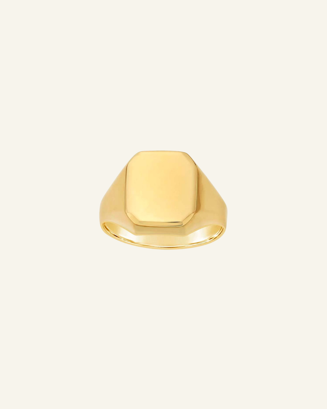 14k Solid Gold Octagon Signet Ring