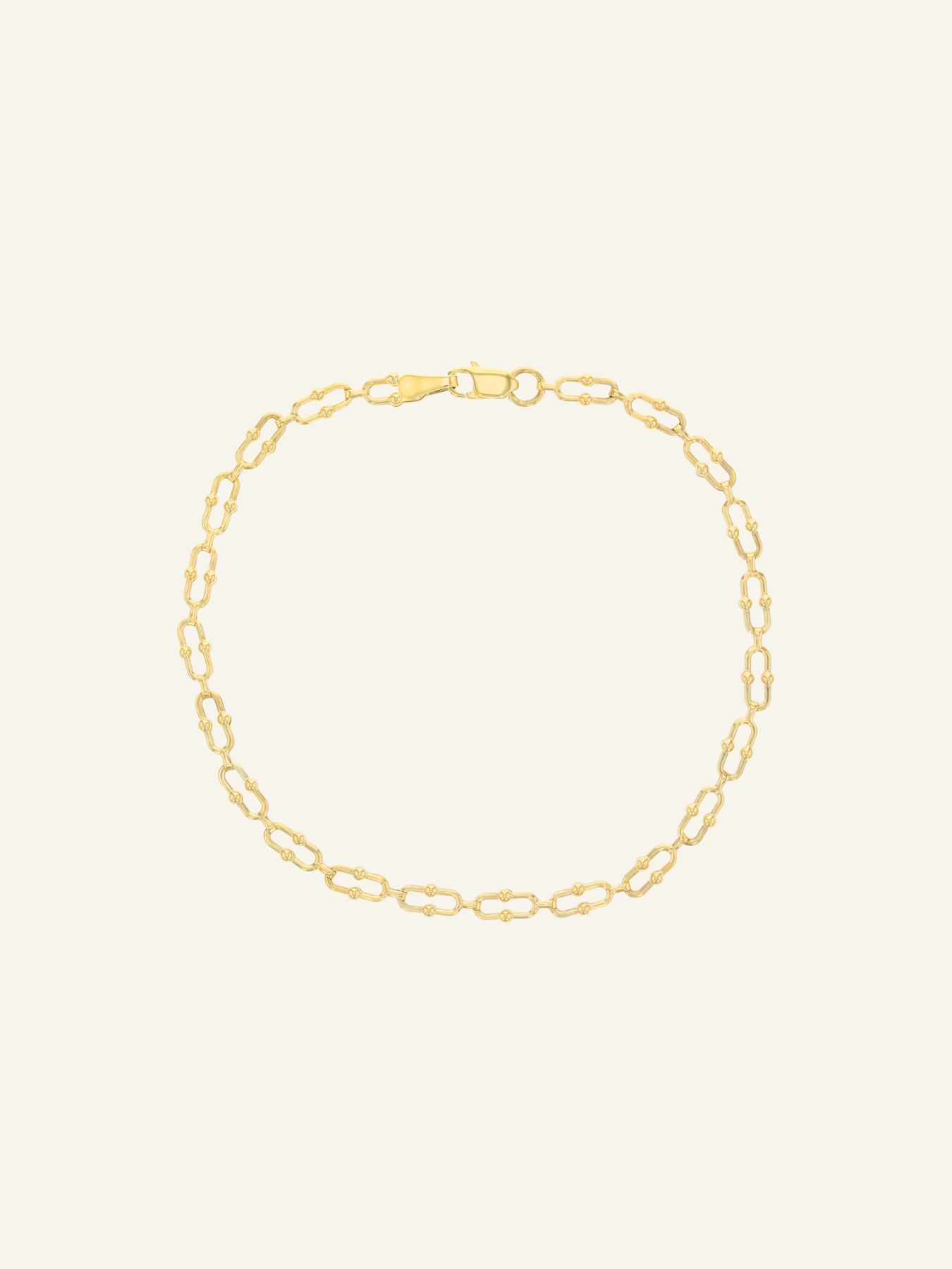 Solid Gold Oval Flat Lock Link Bracelet