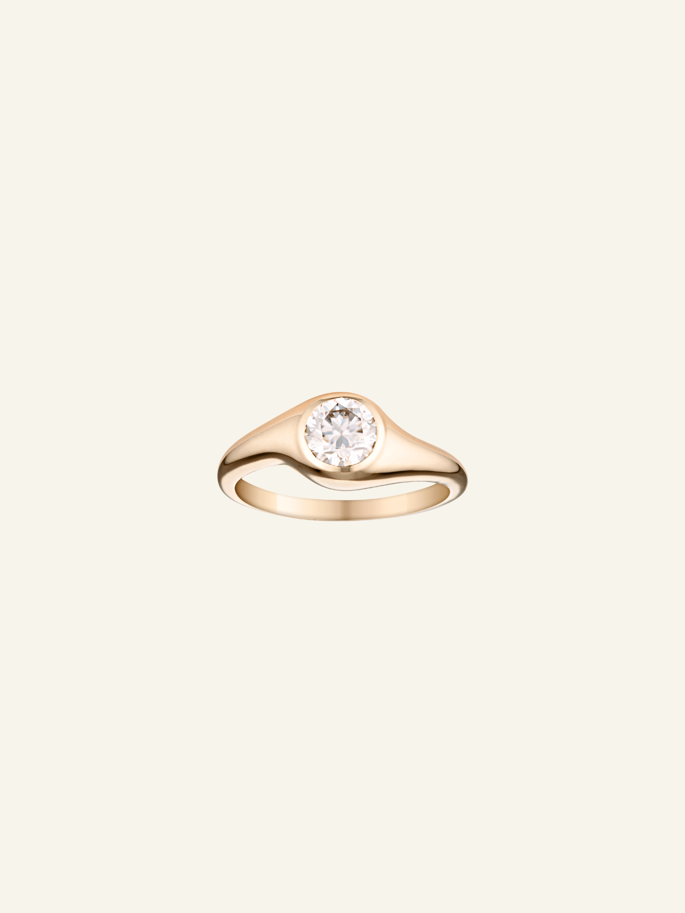 Solid Gold Round Moissanite Signet Ring