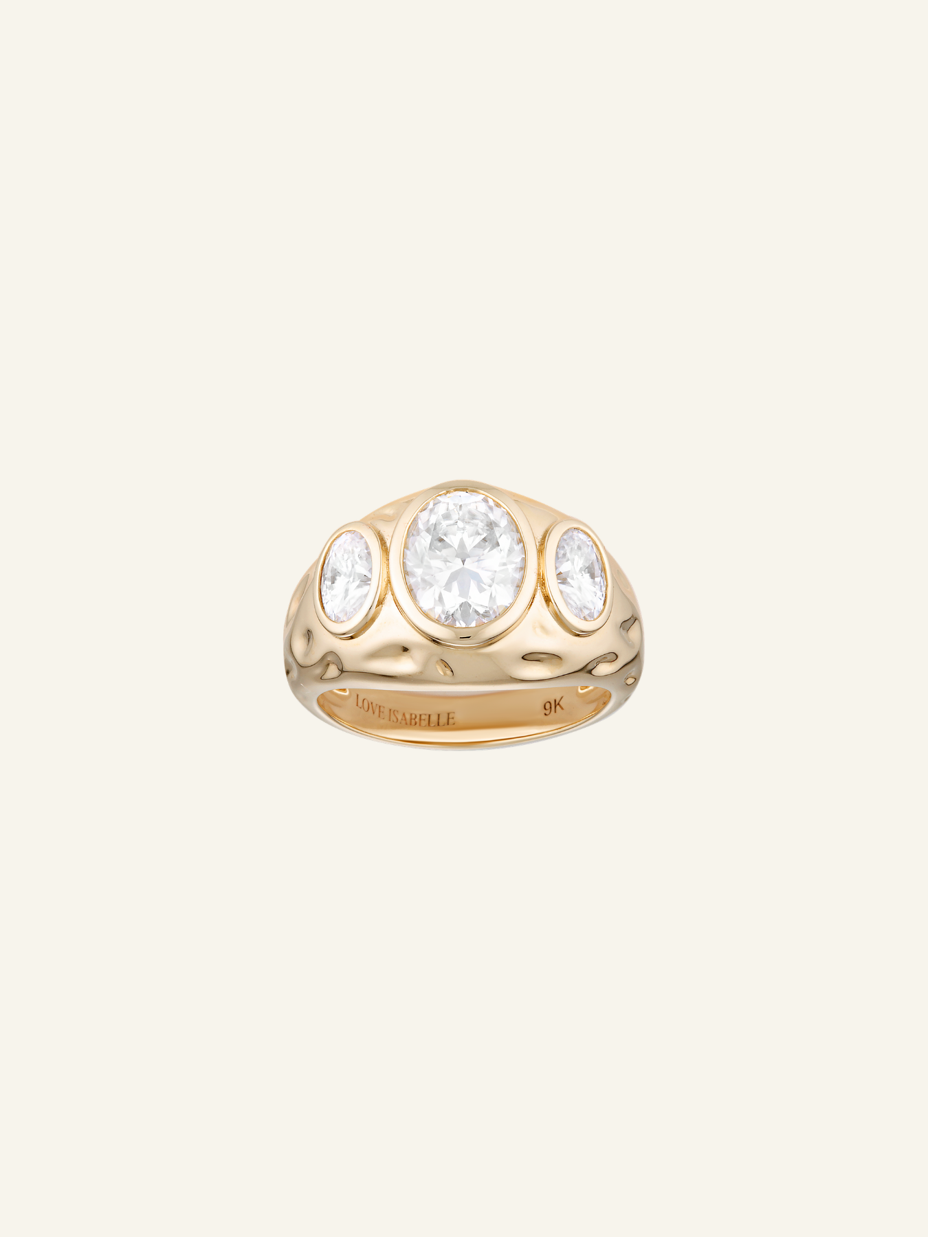Solid Gold Textured Trilogy Dome Ring