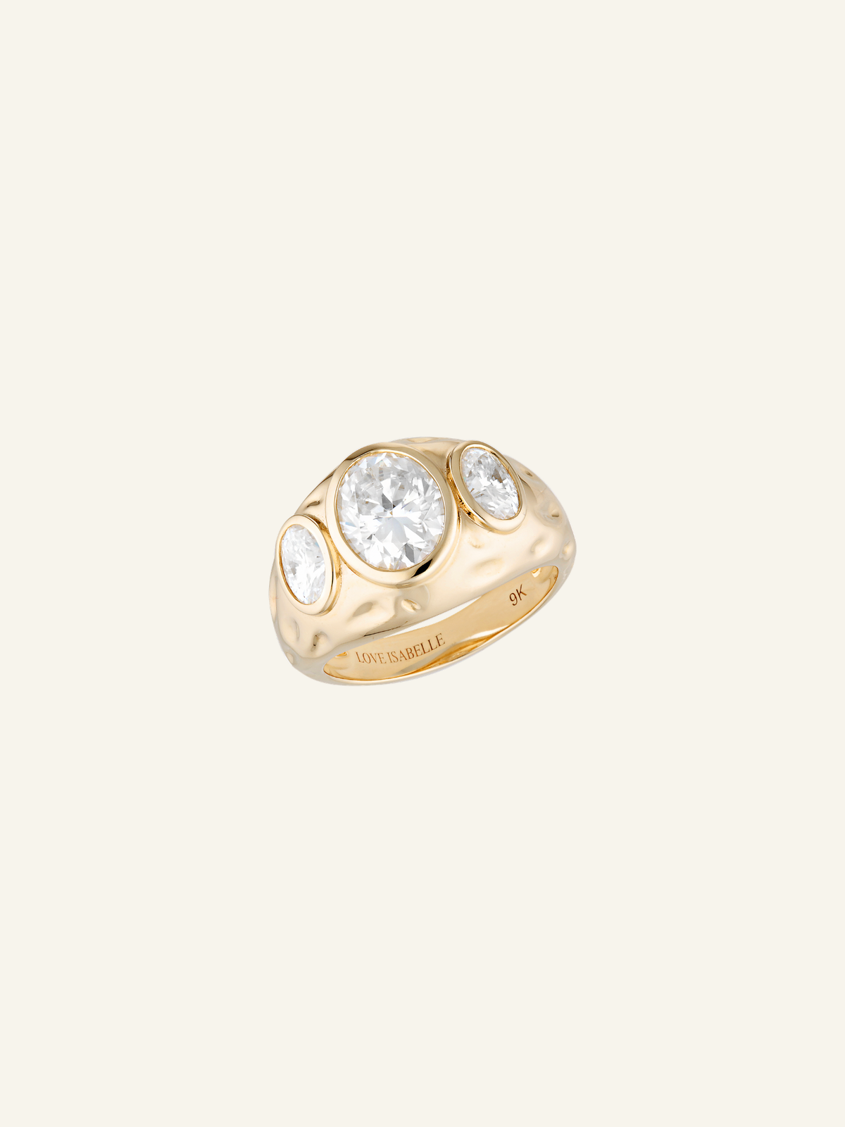 Solid Gold Textured Trilogy Dome Ring
