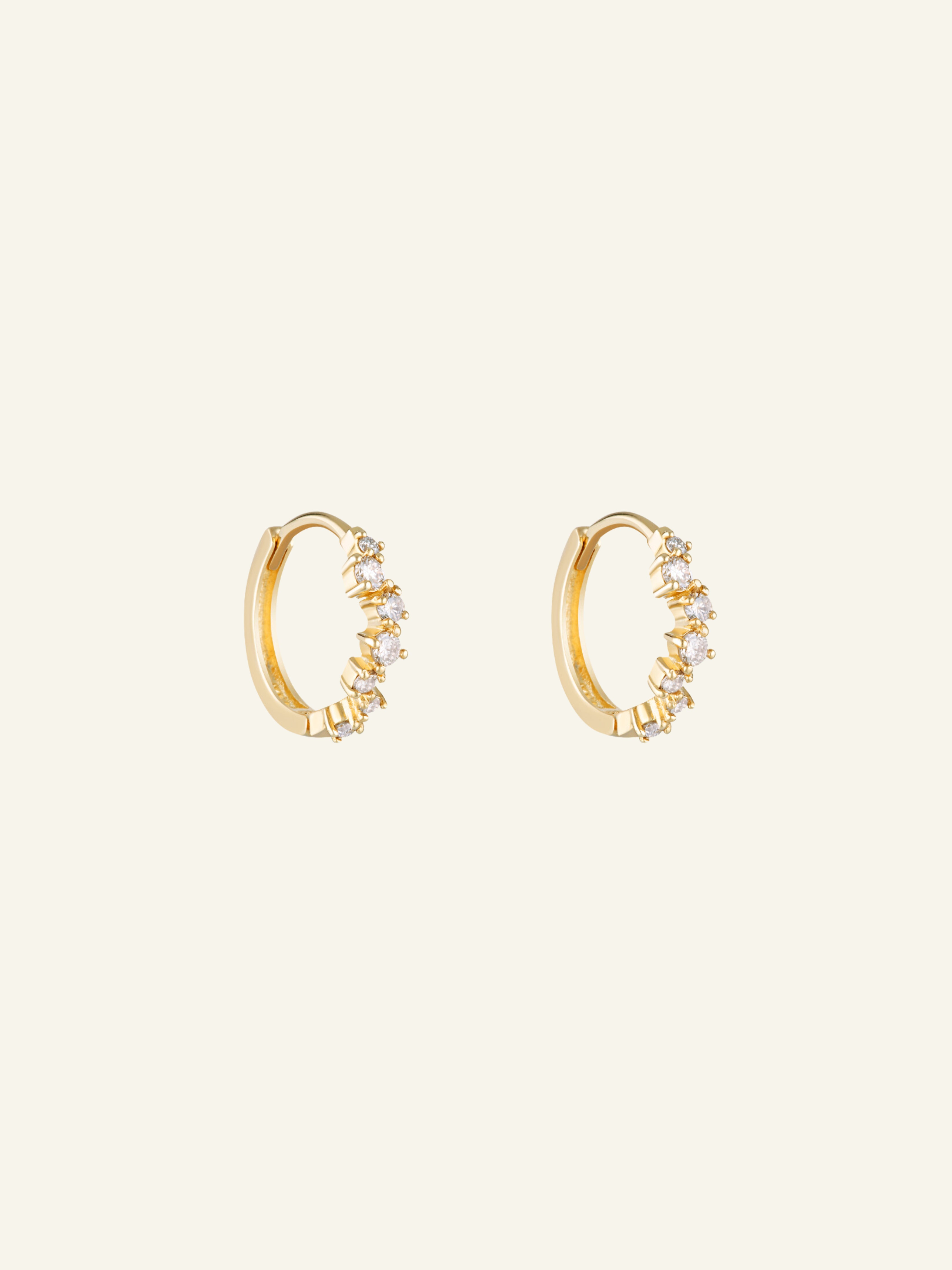 Solid Gold Staggered Diamond Hoops