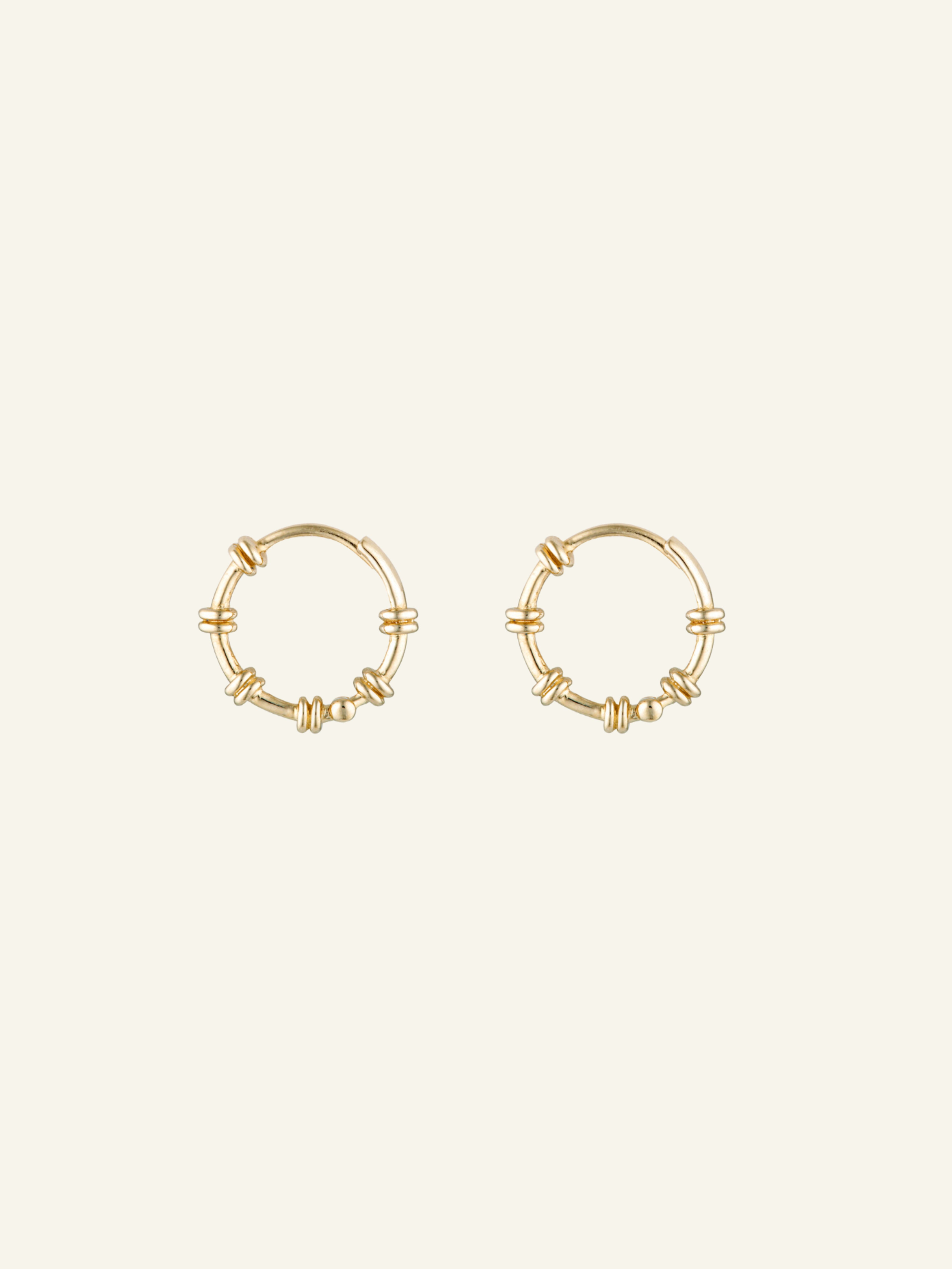 Solid Gold Barbered Wire Hoops