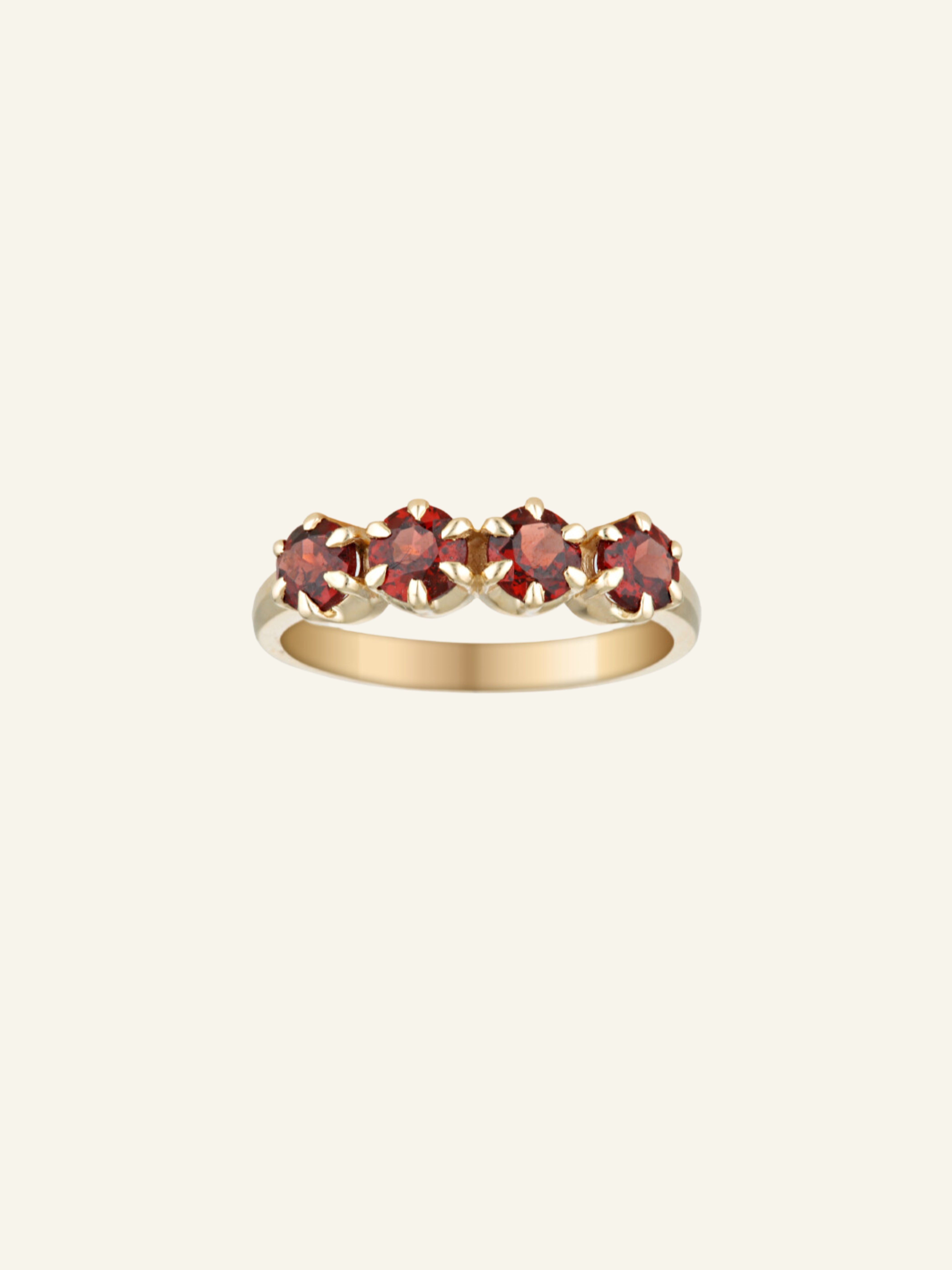 Solid Gold Four Garnet Ring