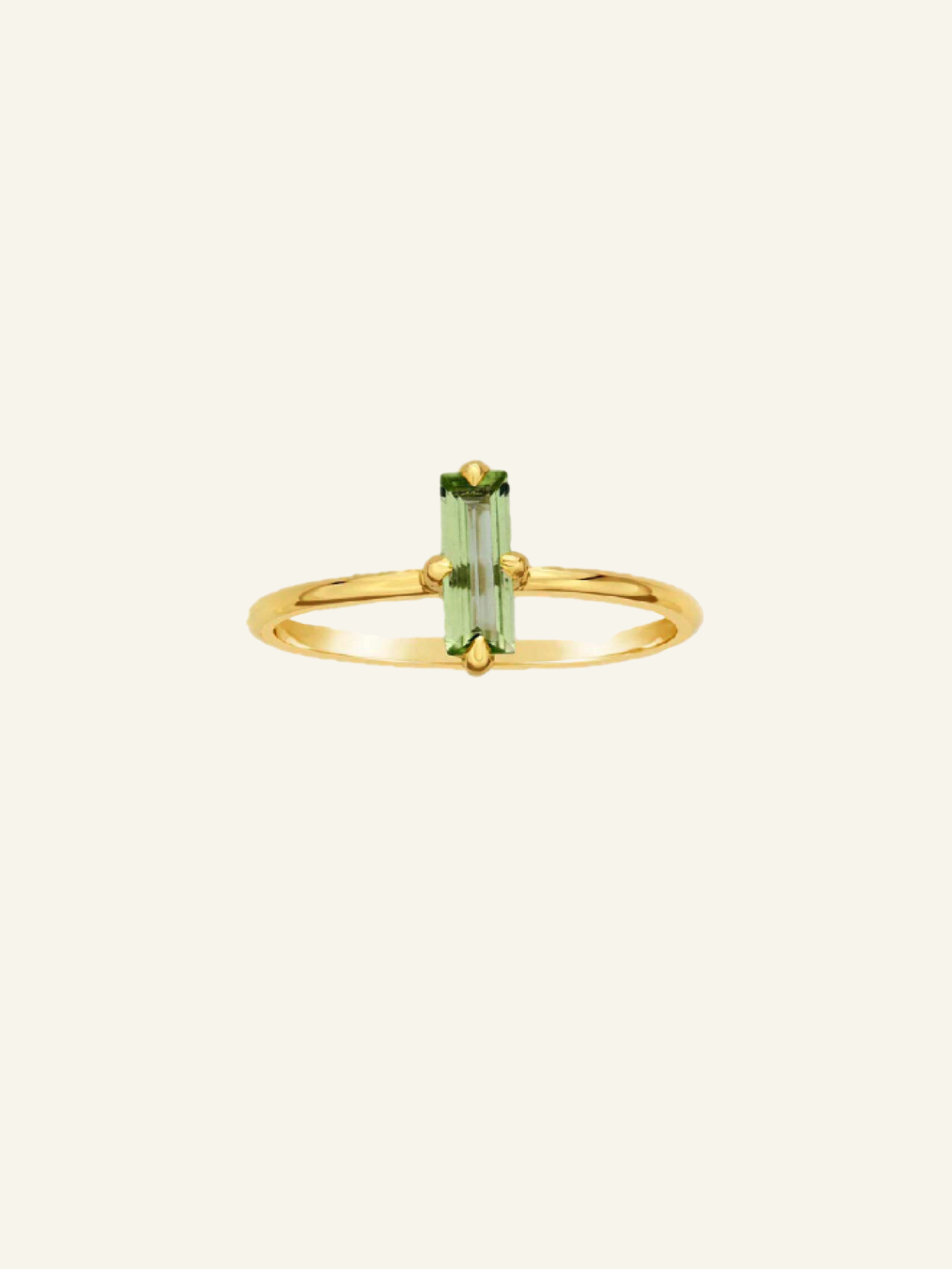 Solid Gold Baguette Peridot Ring