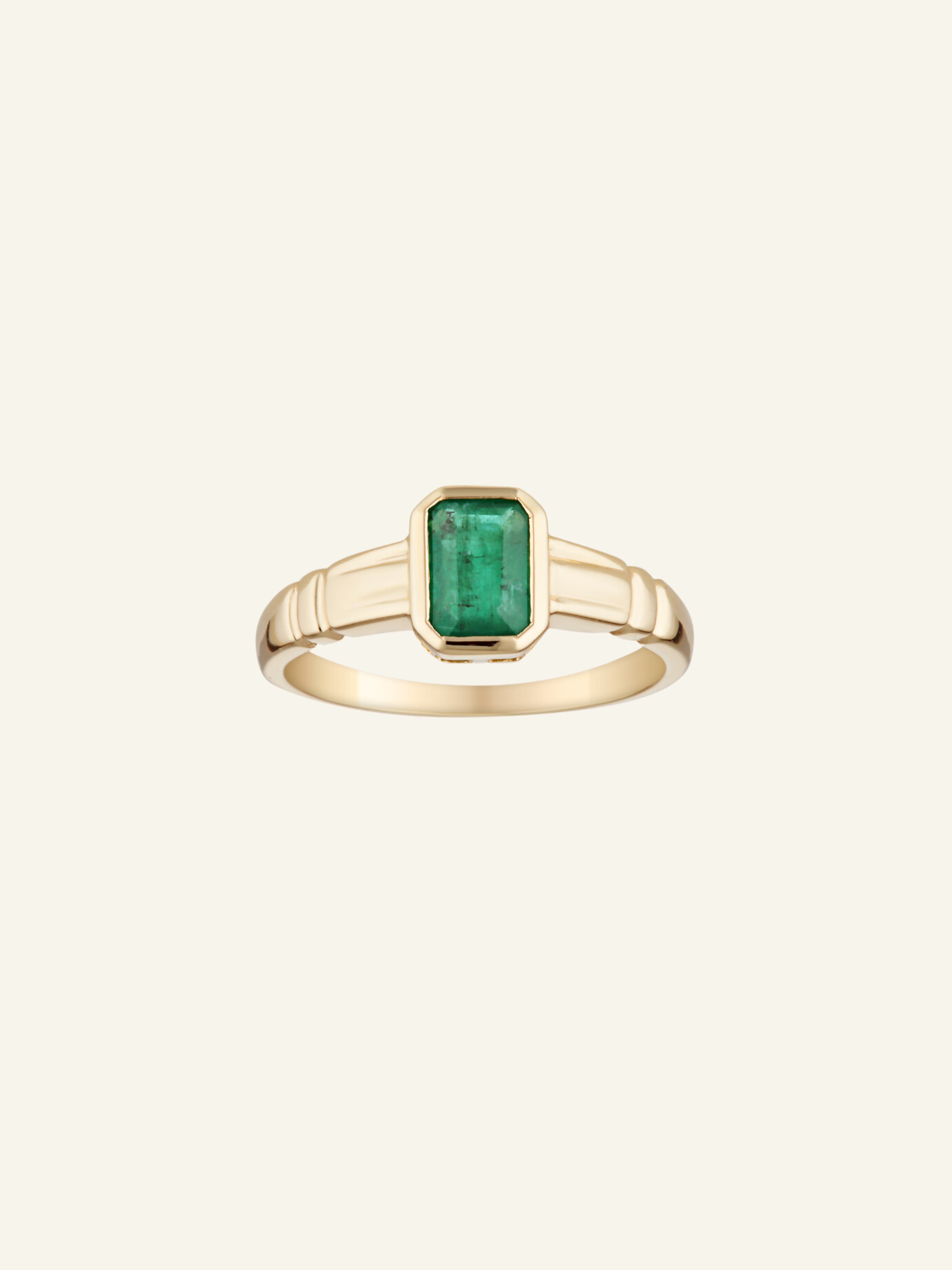 Solid Gold Emerald Rectangle Ring