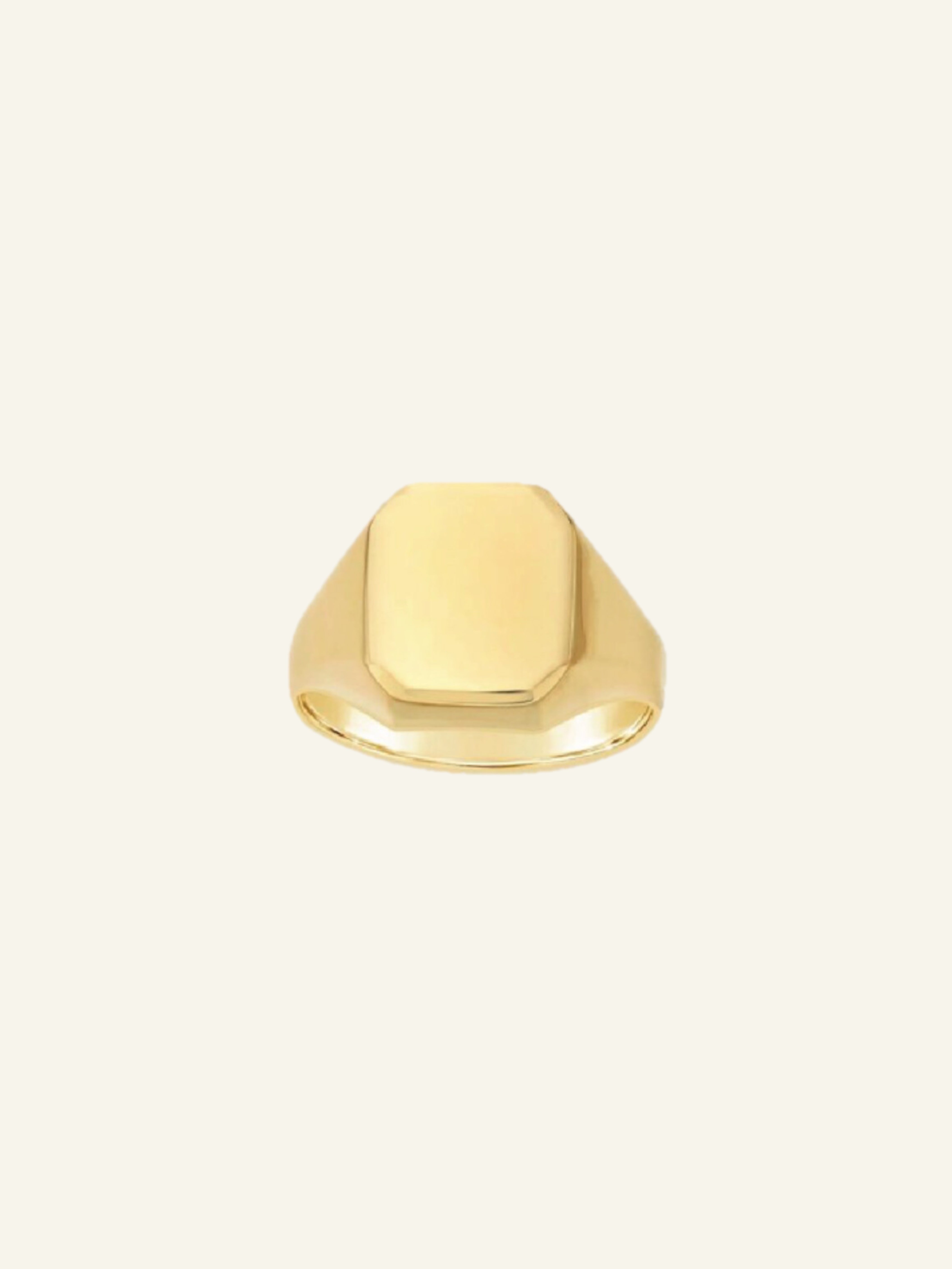 14k Solid Gold Octagon Signet Ring