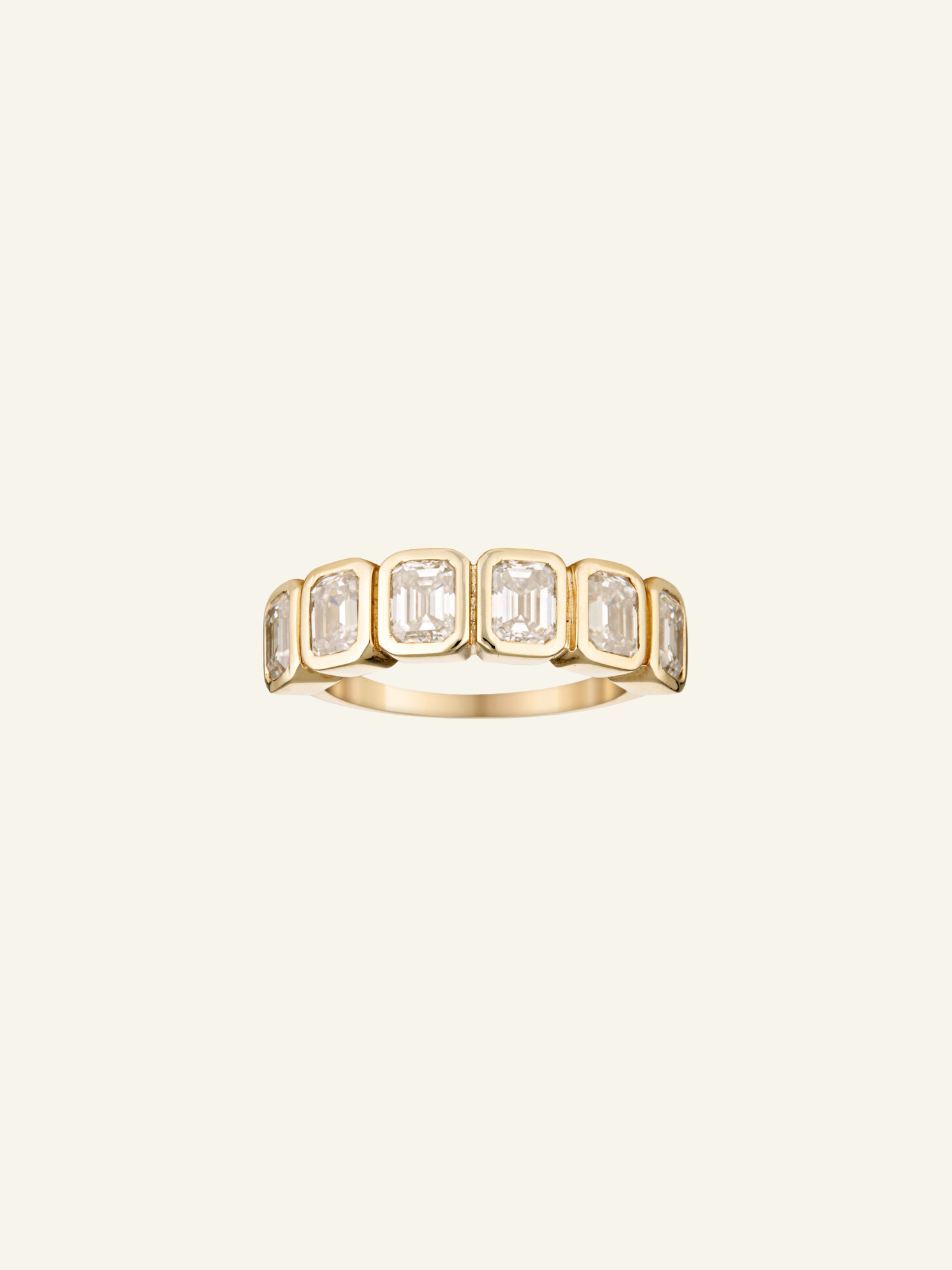 Solid Gold Emerald Cut Moissanite Half Eternity Band