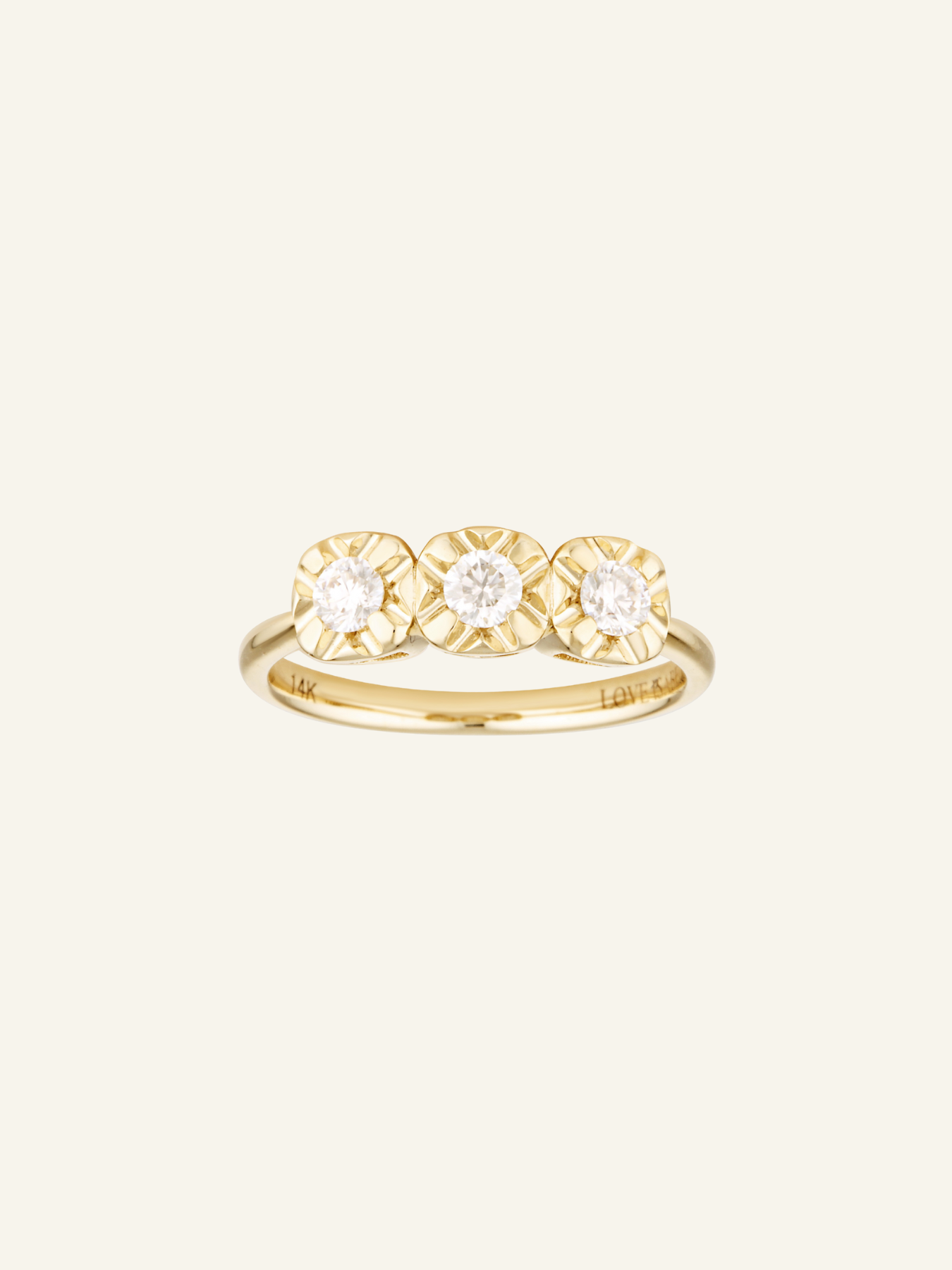 Solid Gold Textured Trilogy Ring