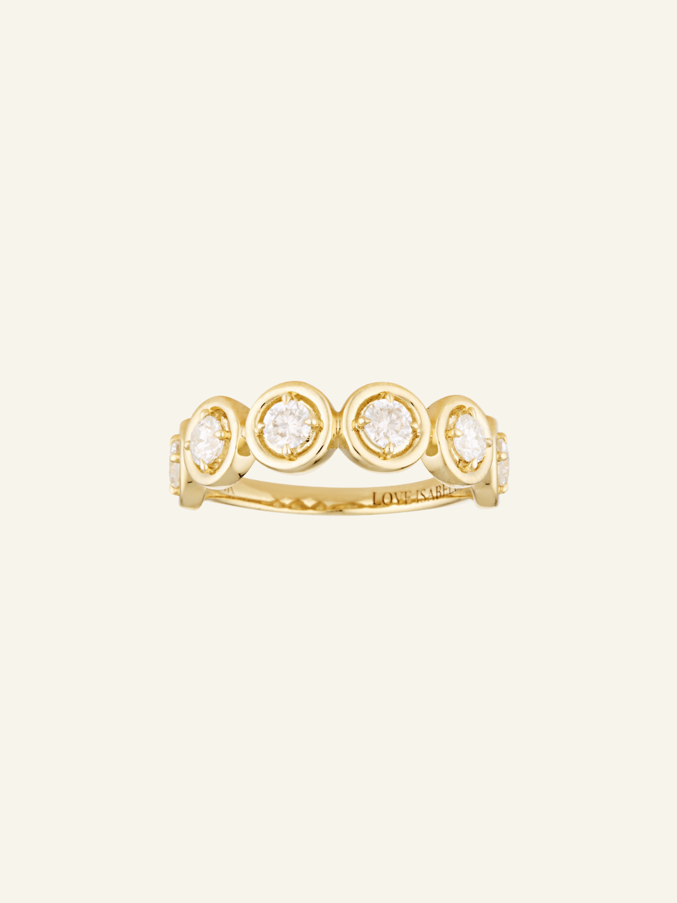 Solid Gold Round Link Half-Eternity Ring