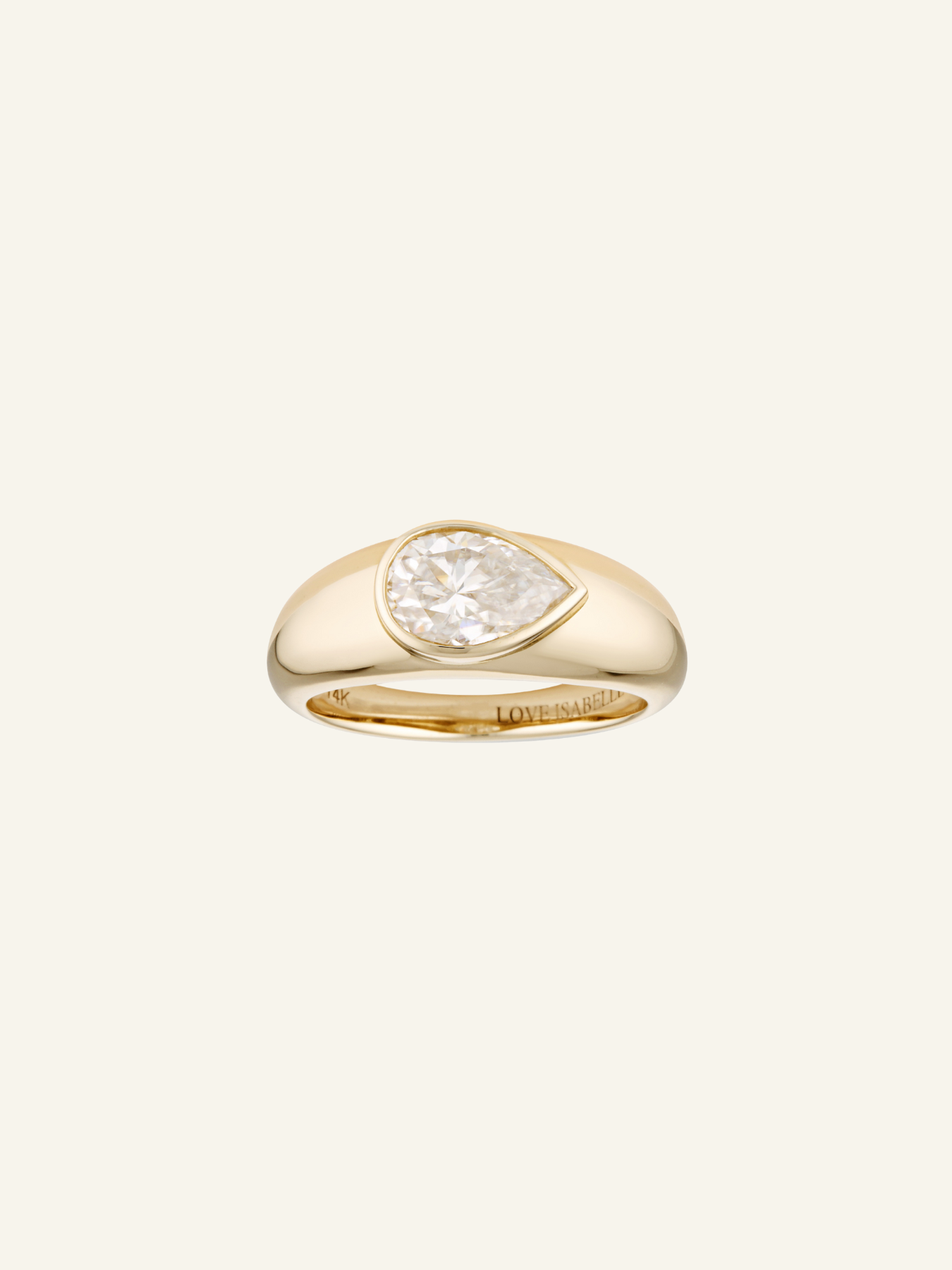 Solid Gold Pear Signet Ring