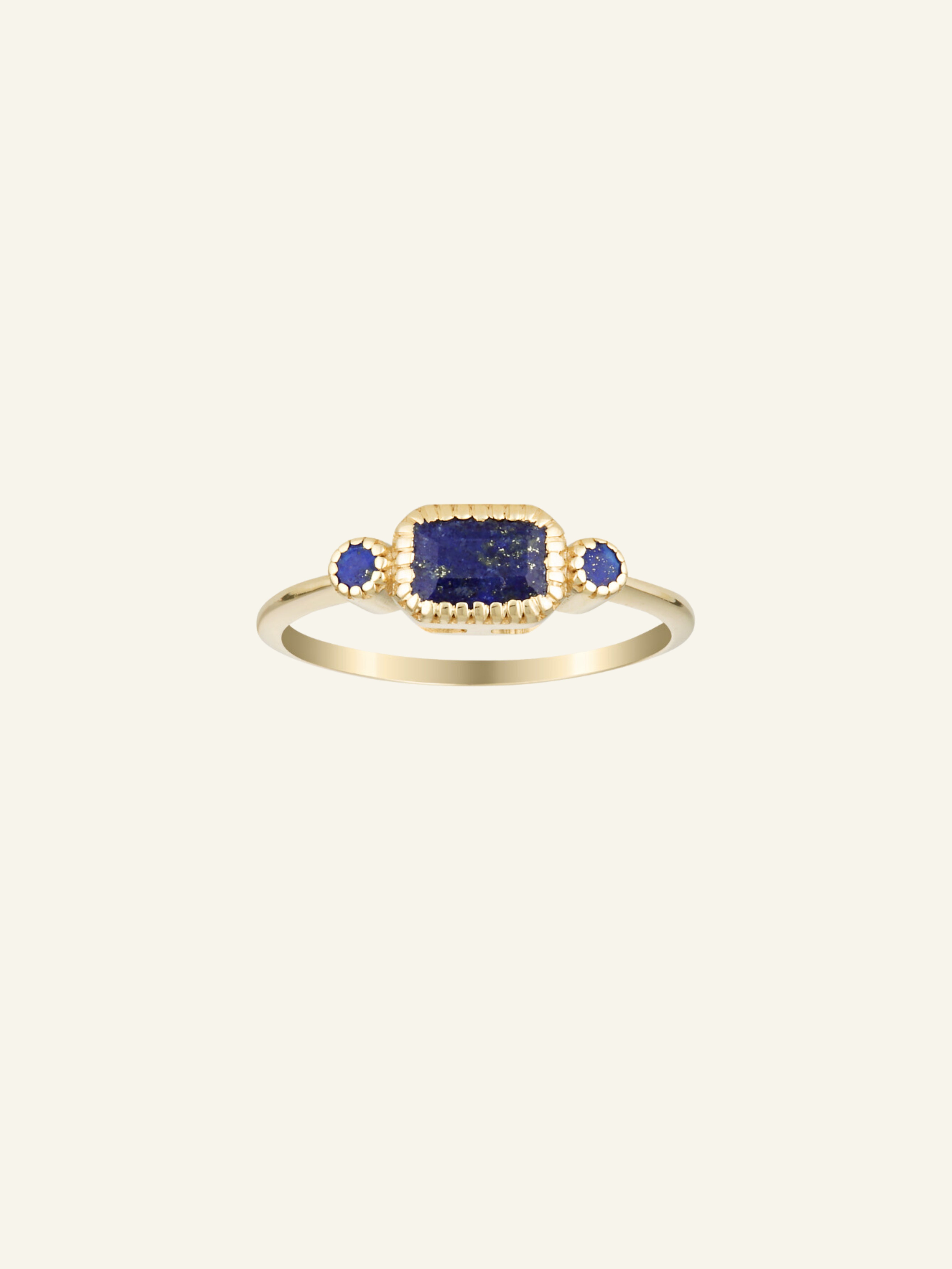 Solid Gold Rectangle Lapis Ring