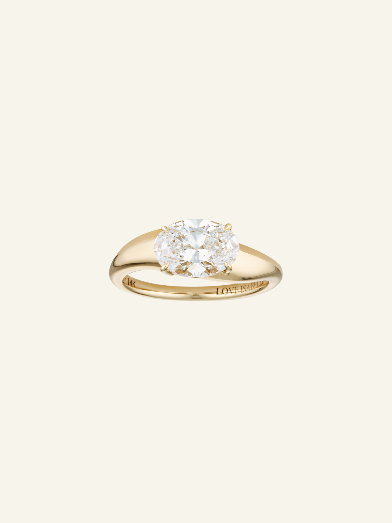 Solid Gold Organic 2ct Oval Solitaire Ring
