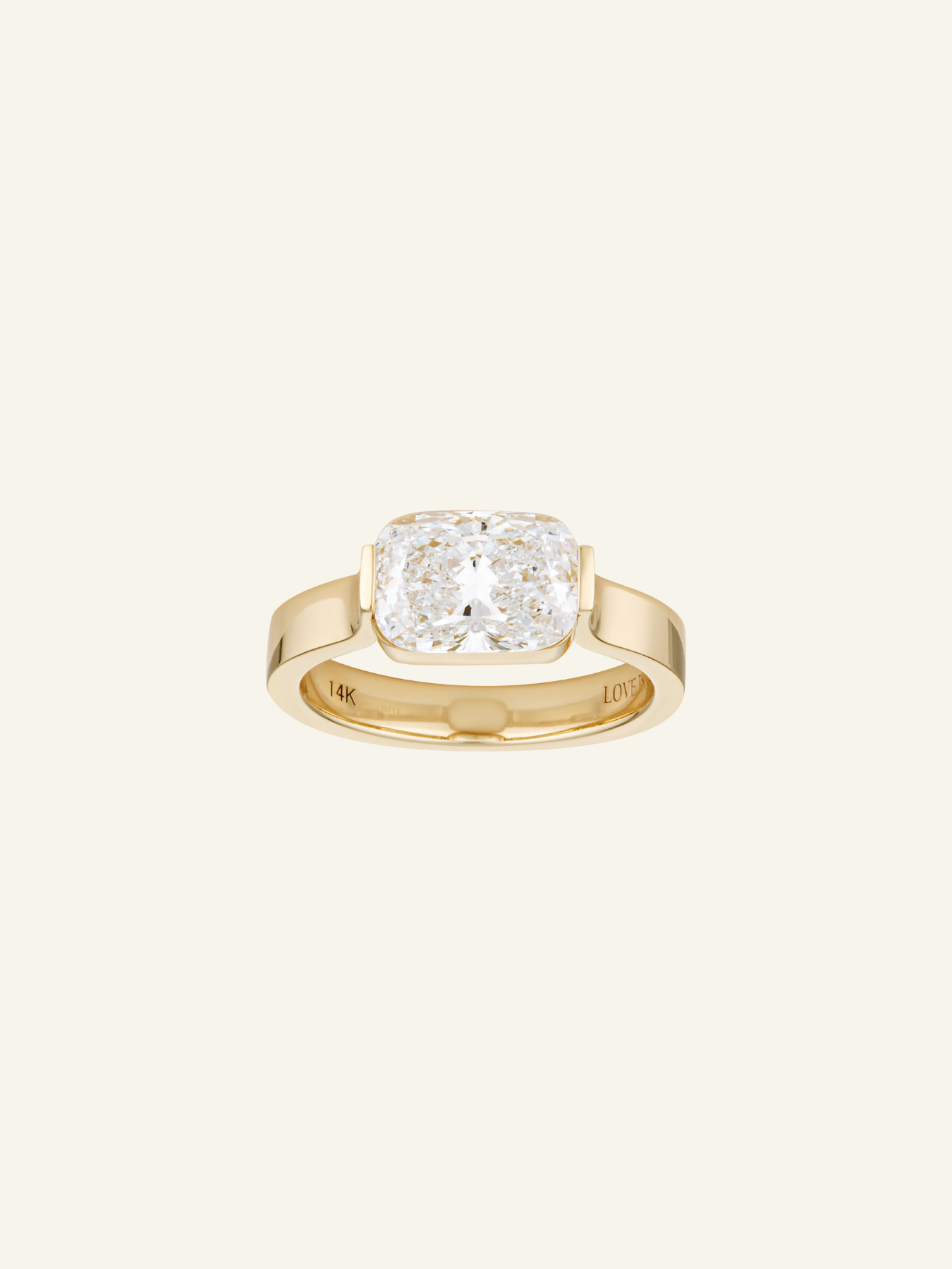 Solid Gold Radiant Cushion Half-Bezel Ring
