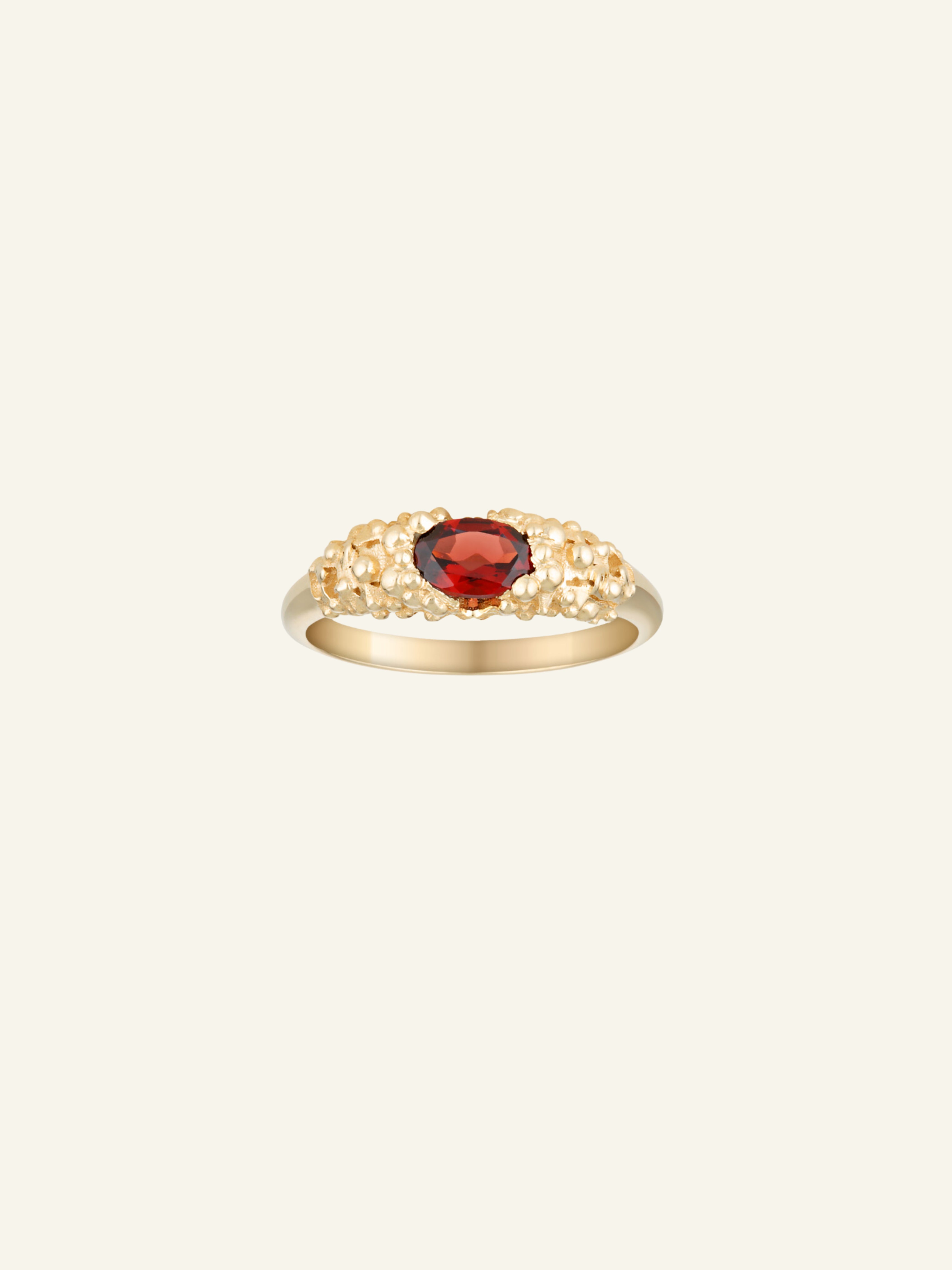 Solid Gold Bubble Garnet Ring