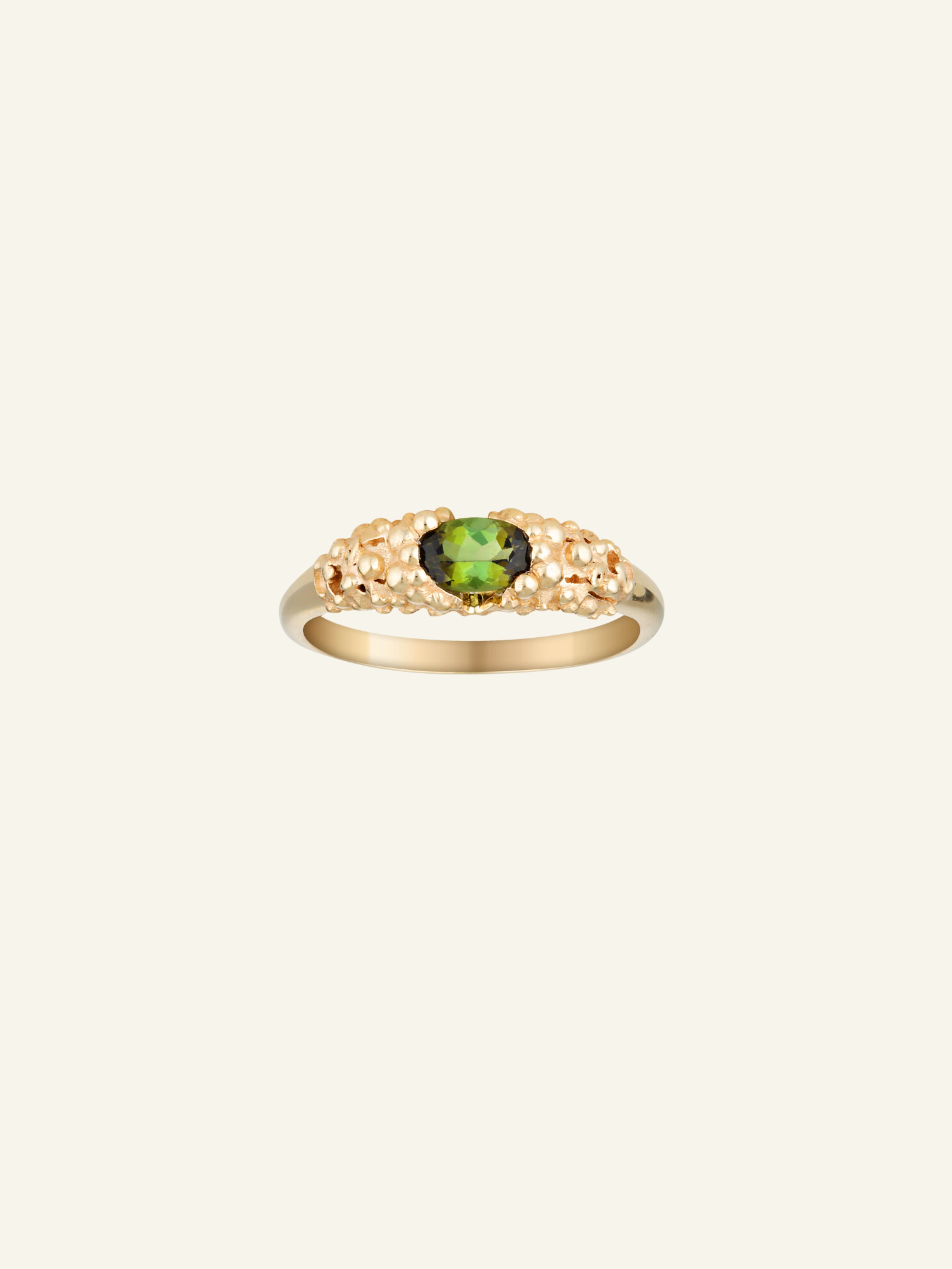 Solid Gold Bubble Tourmaline Ring