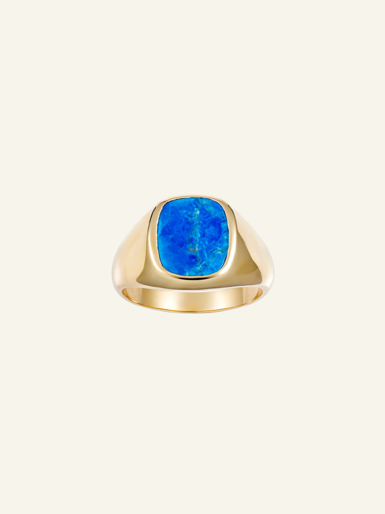 Solid Gold Lapis Cushion Ring