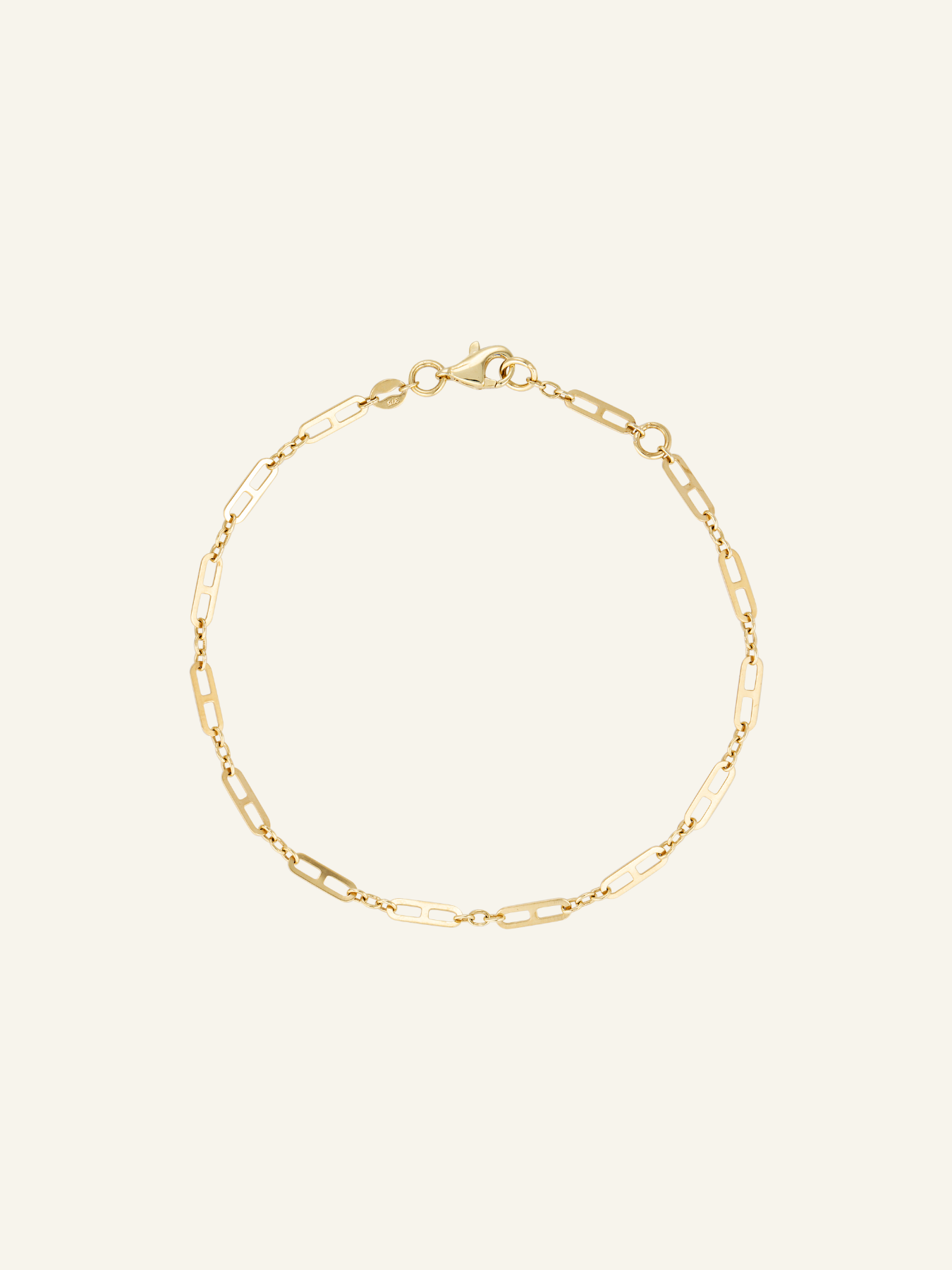 Solid Gold Open Bar Link Bracelet