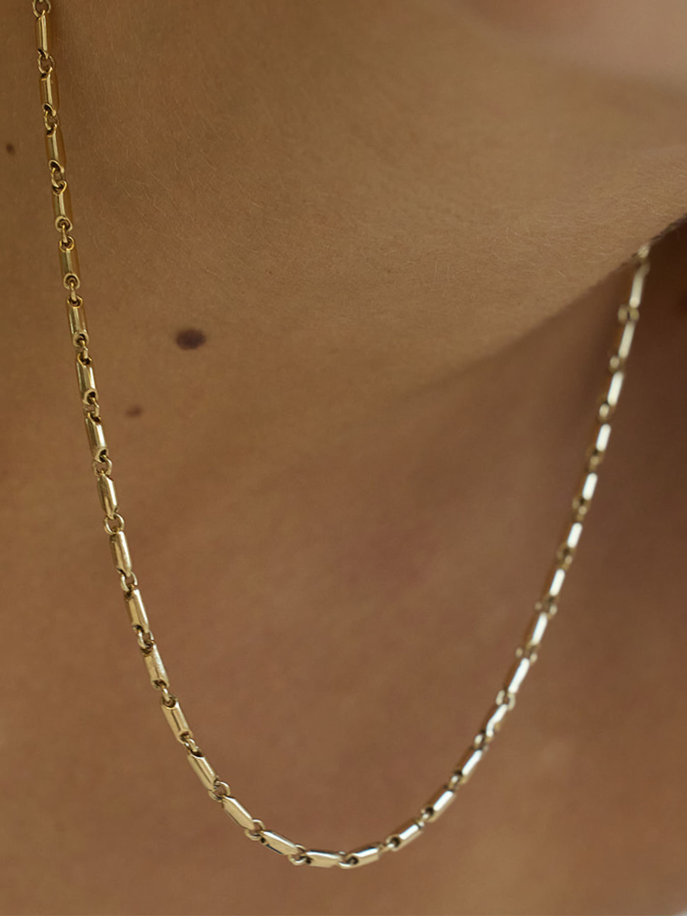 Solid Gold Bullet Link Necklace