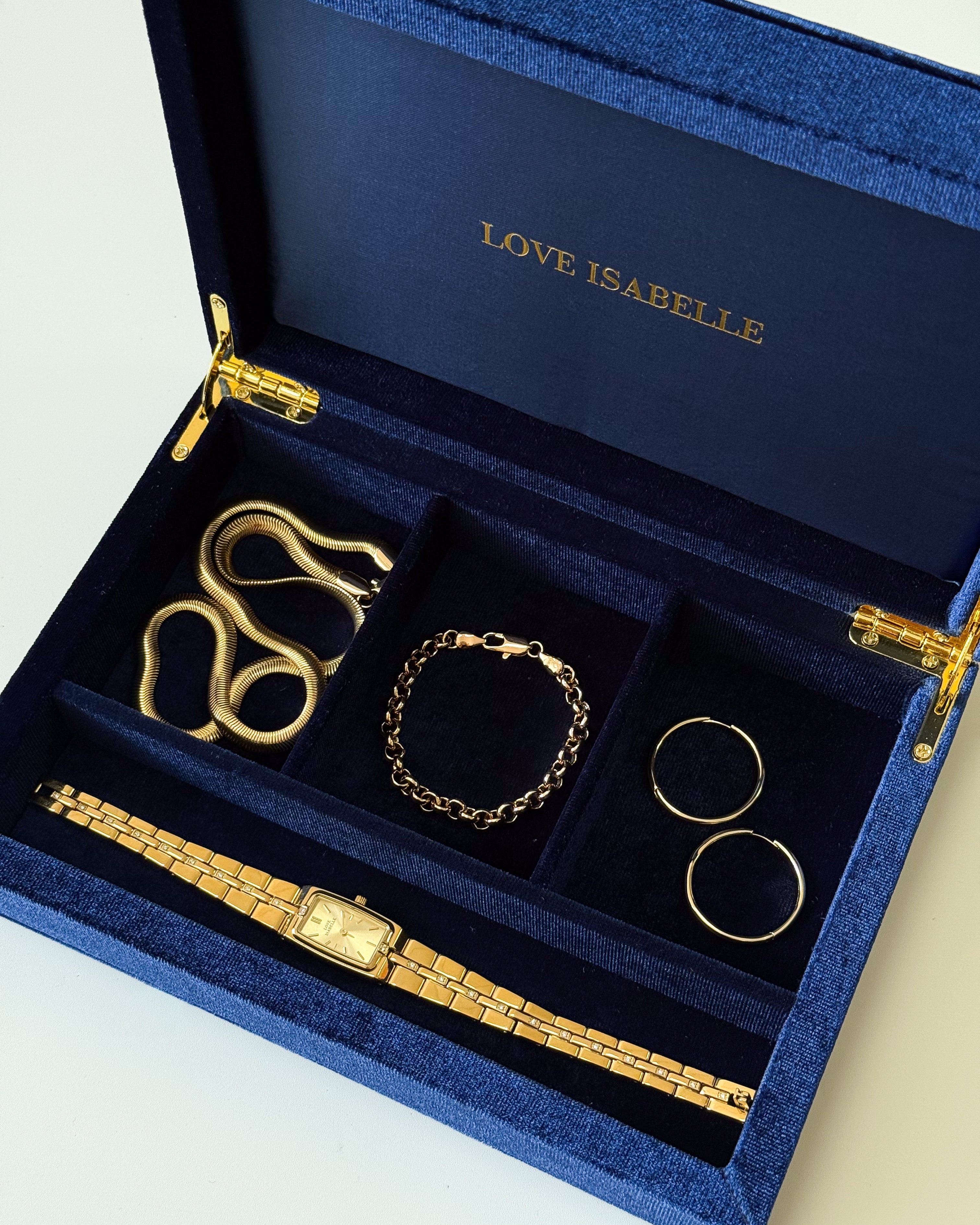 Velvet Jewellery Chest - Navy