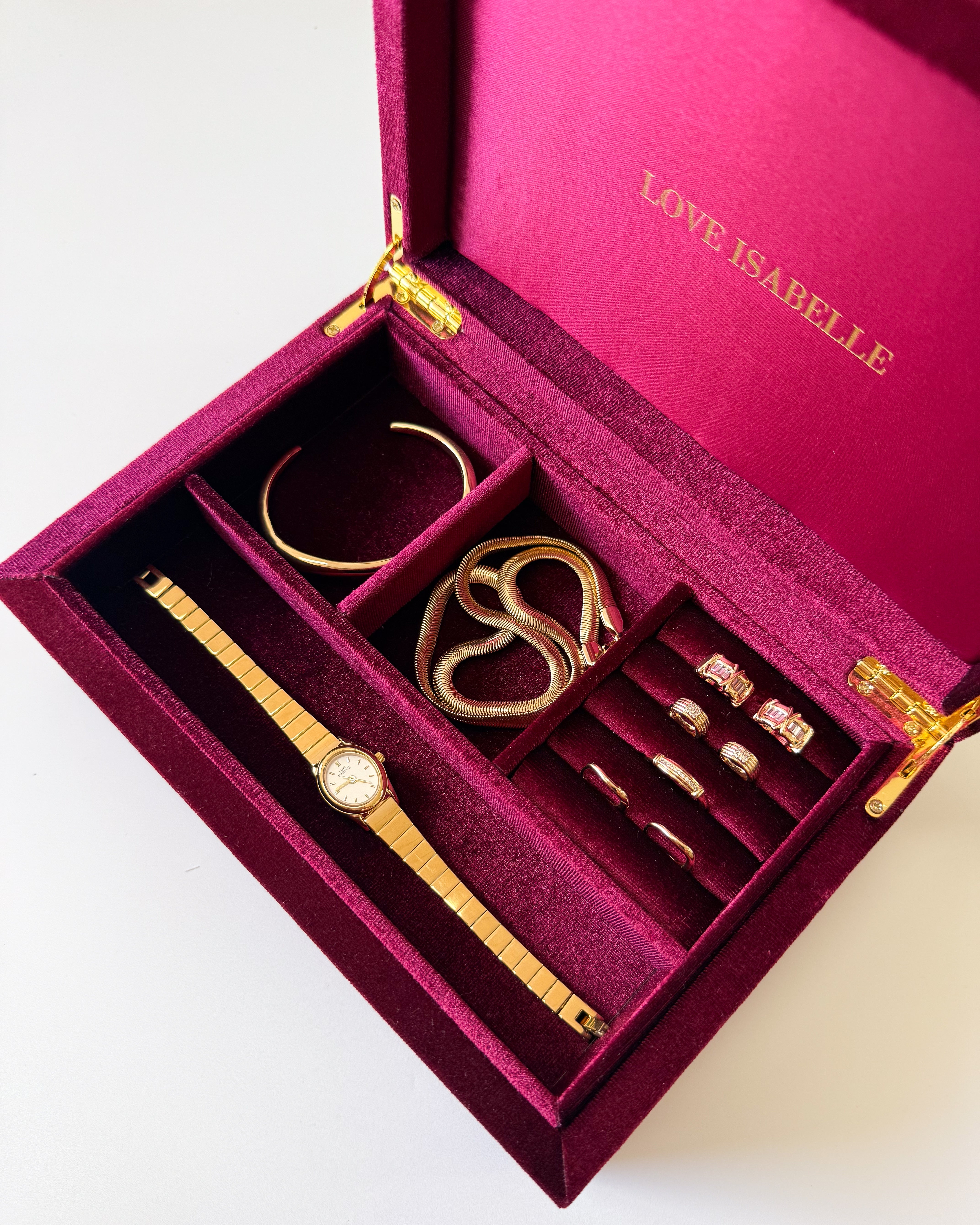 Velvet Jewellery Chest - Warm Red