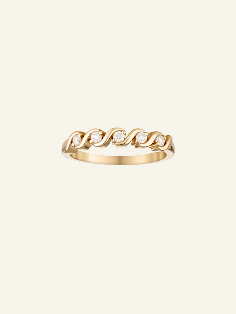 Solid Gold Ripple Moissanite Ring