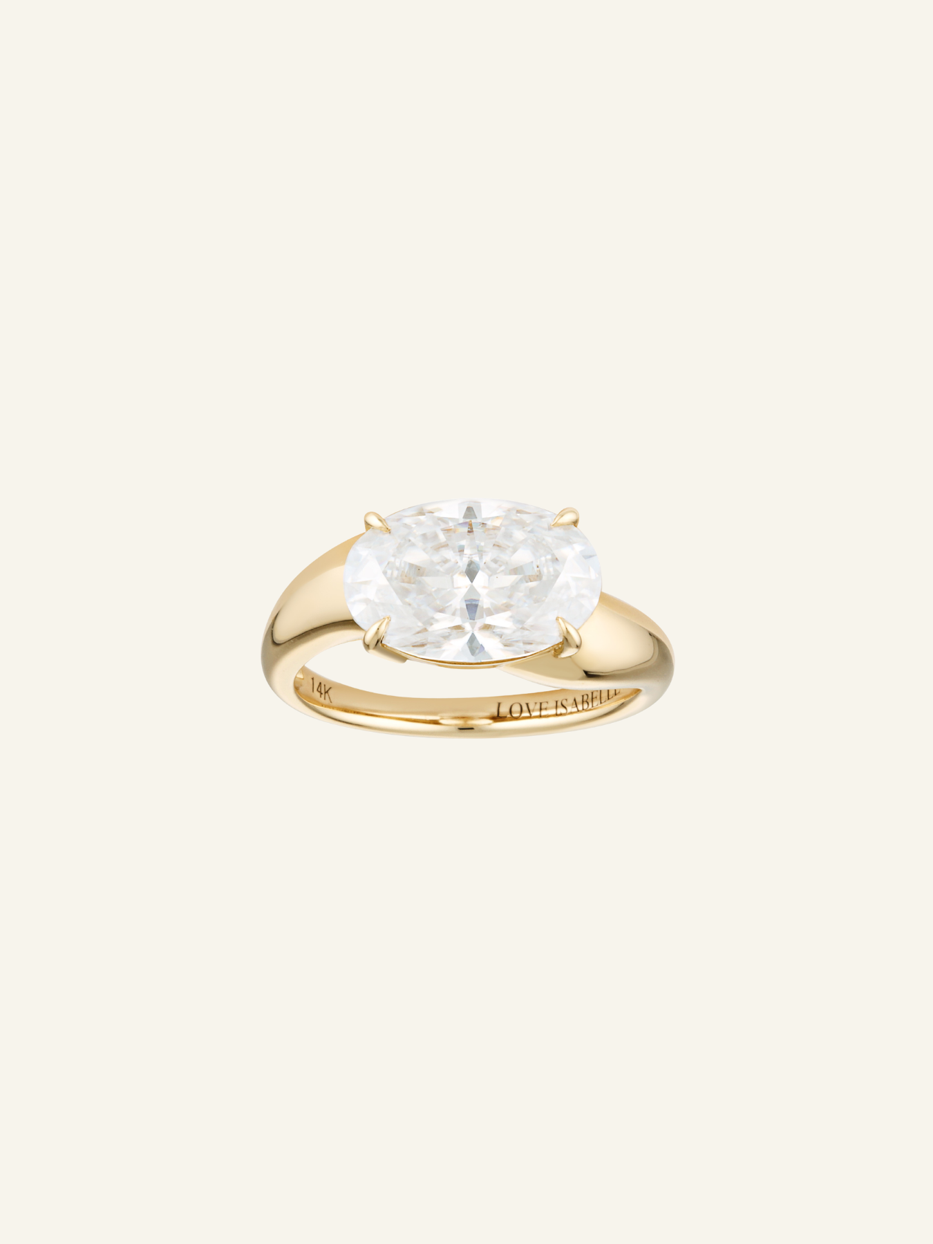 Solid Gold Organic 4ct Oval Solitaire Ring