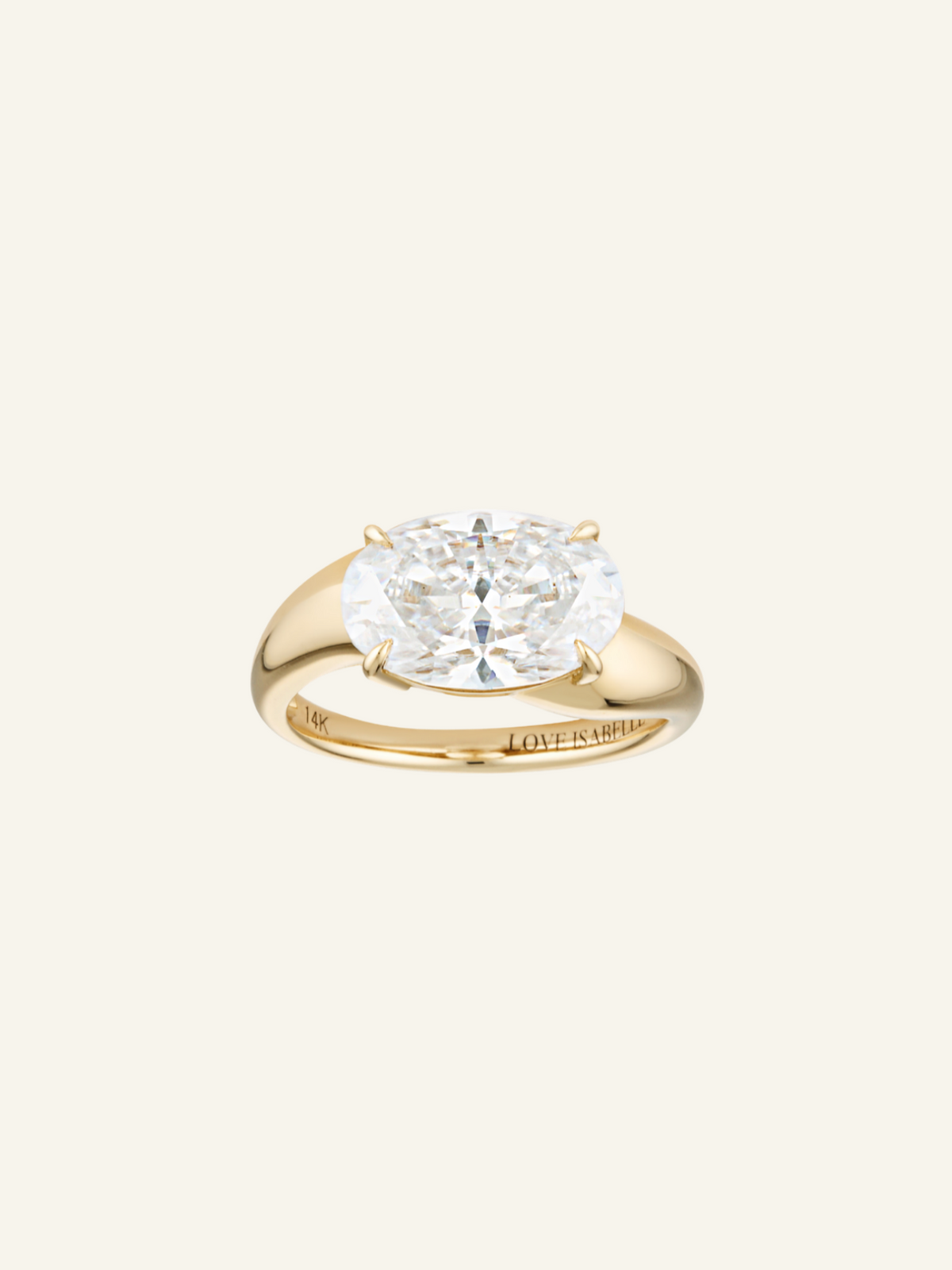 Solid Gold Organic 4ct Oval Solitaire Ring