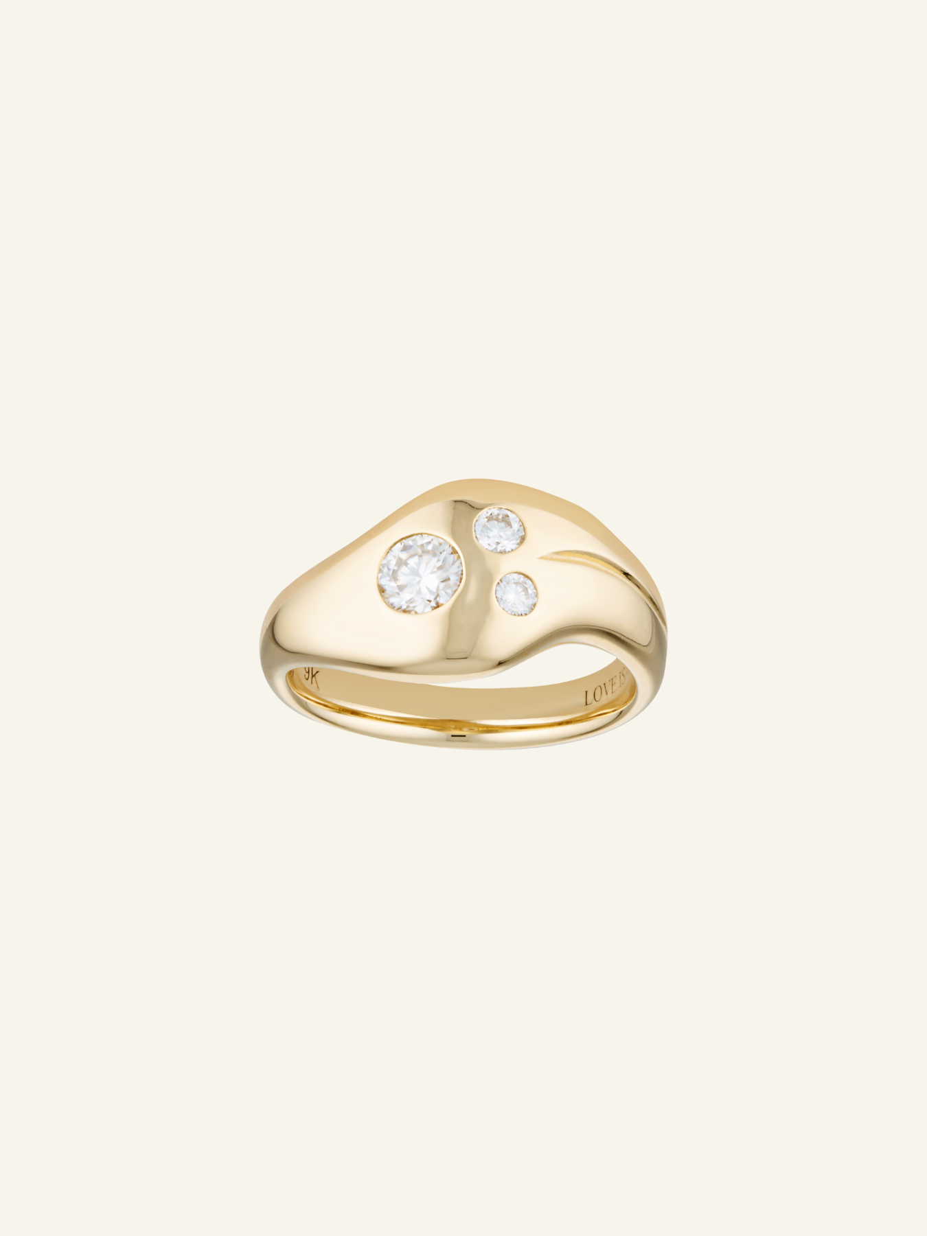 Solid Gold Cluster Signet Ring