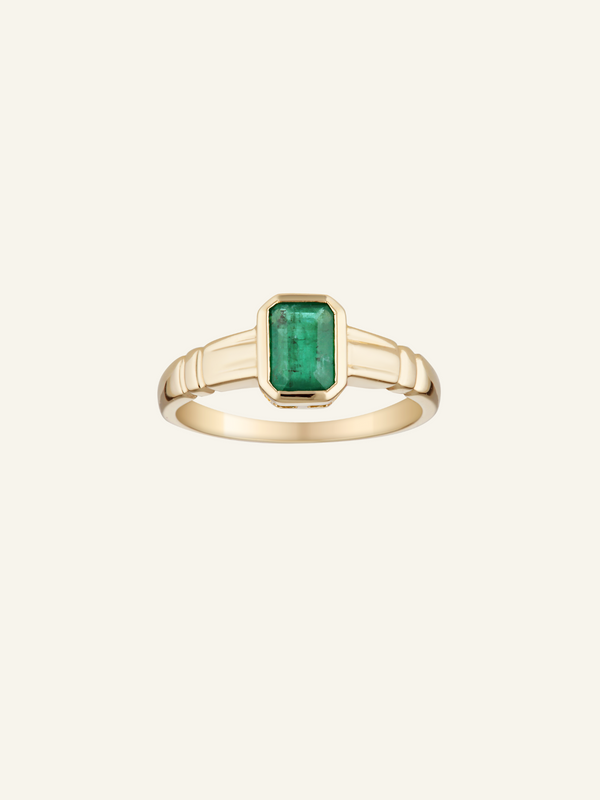 Solid Gold Emerald Rectangle Ring