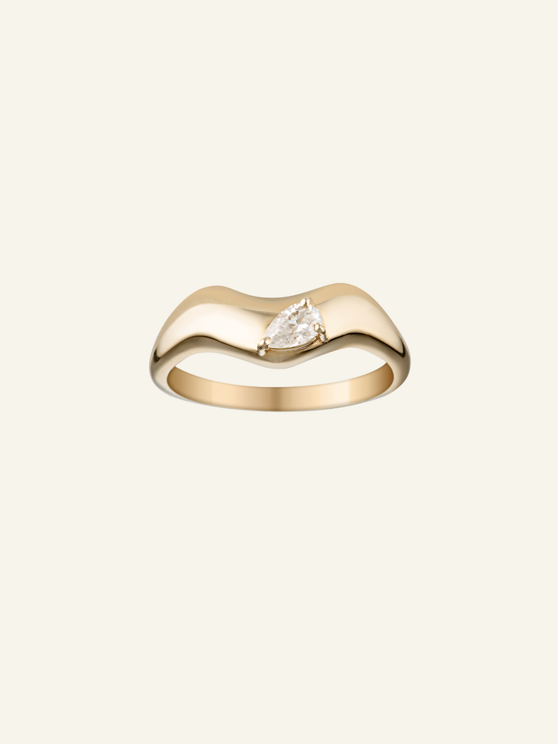 Solid Gold Organic Moissanite Ring