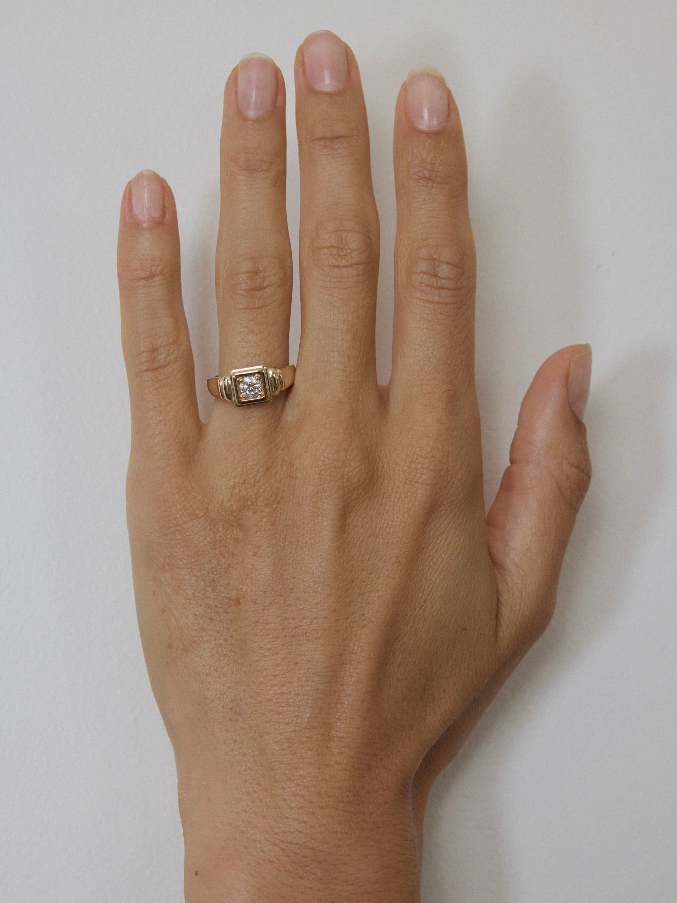 Solid Gold Art Deco Brilliant Signet Ring
