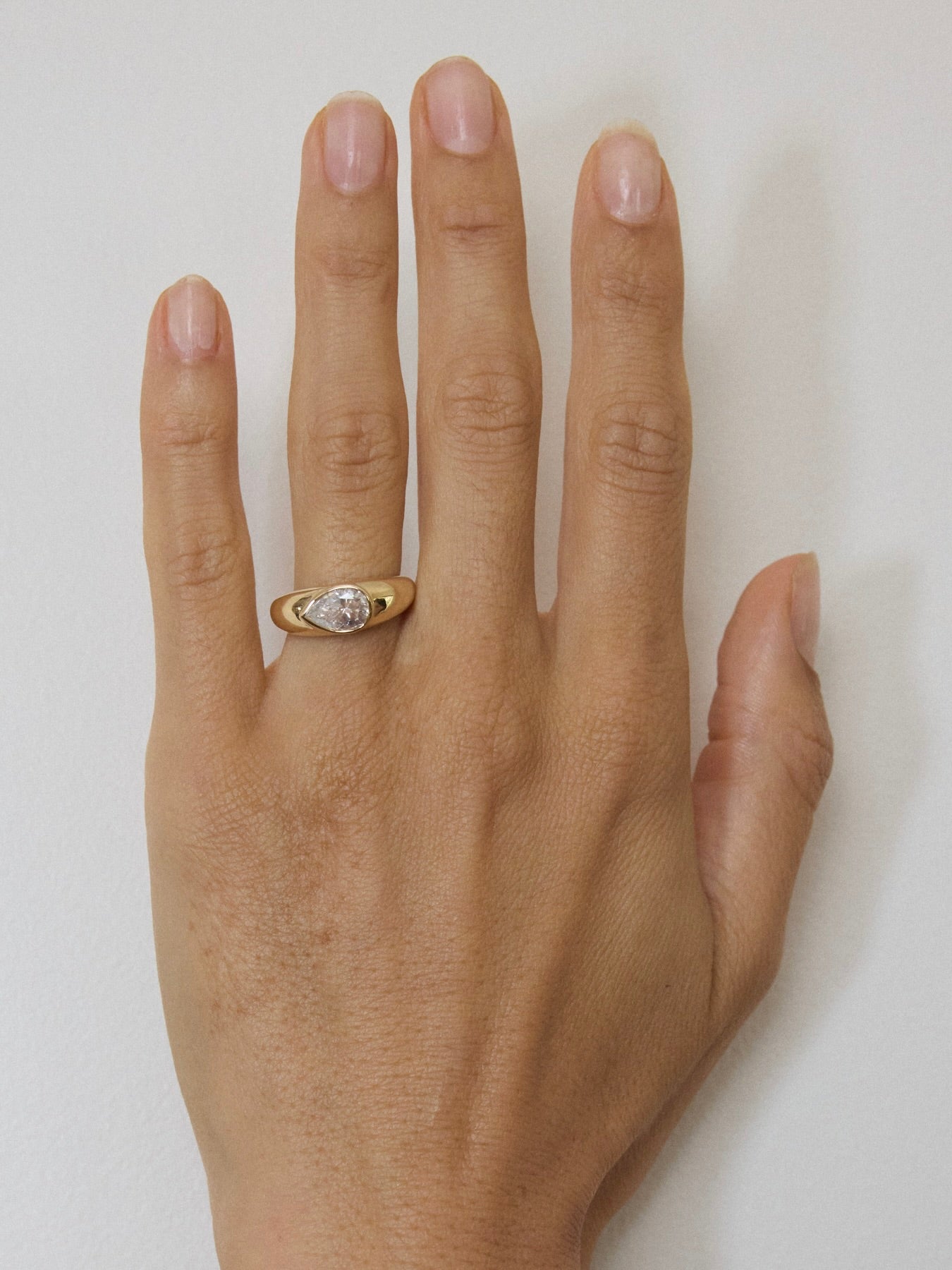 Solid Gold Pear Signet Ring