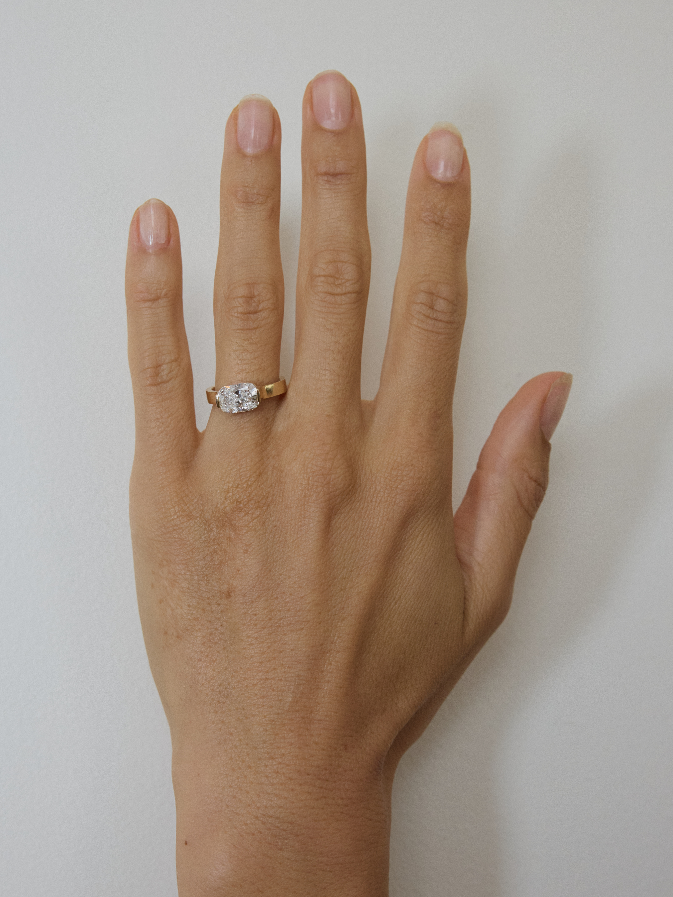 Solid Gold Radiant Cushion Half-Bezel Ring