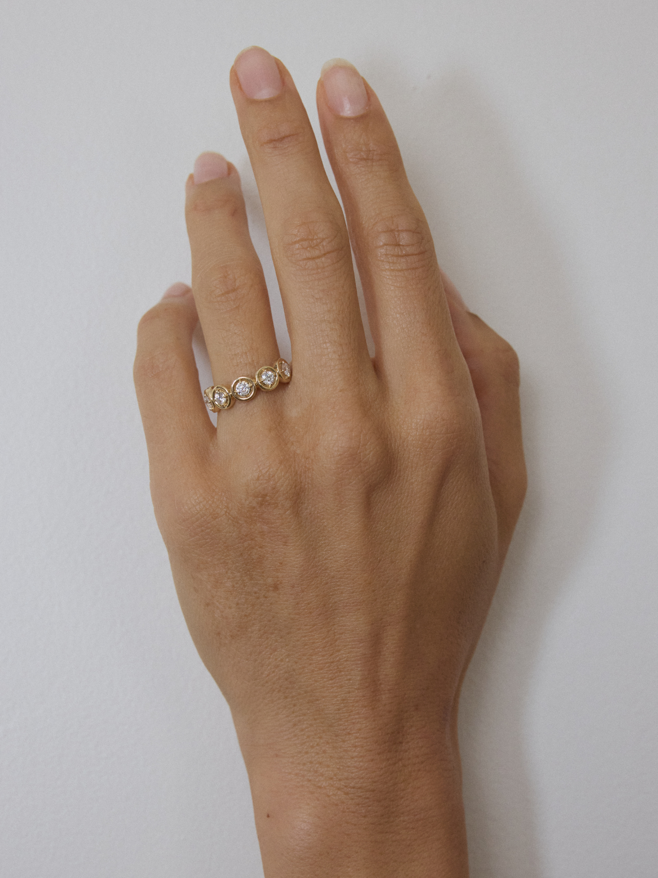 Solid Gold Round Link Half-Eternity Ring