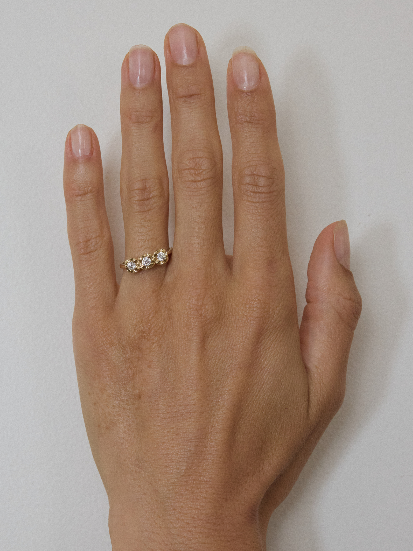 Solid Gold Textured Trilogy Ring