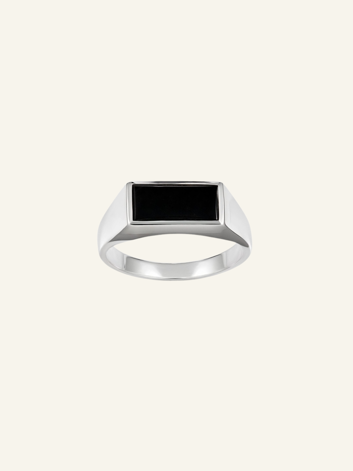 Sterling Silver Rectangle Black Onyx Ring