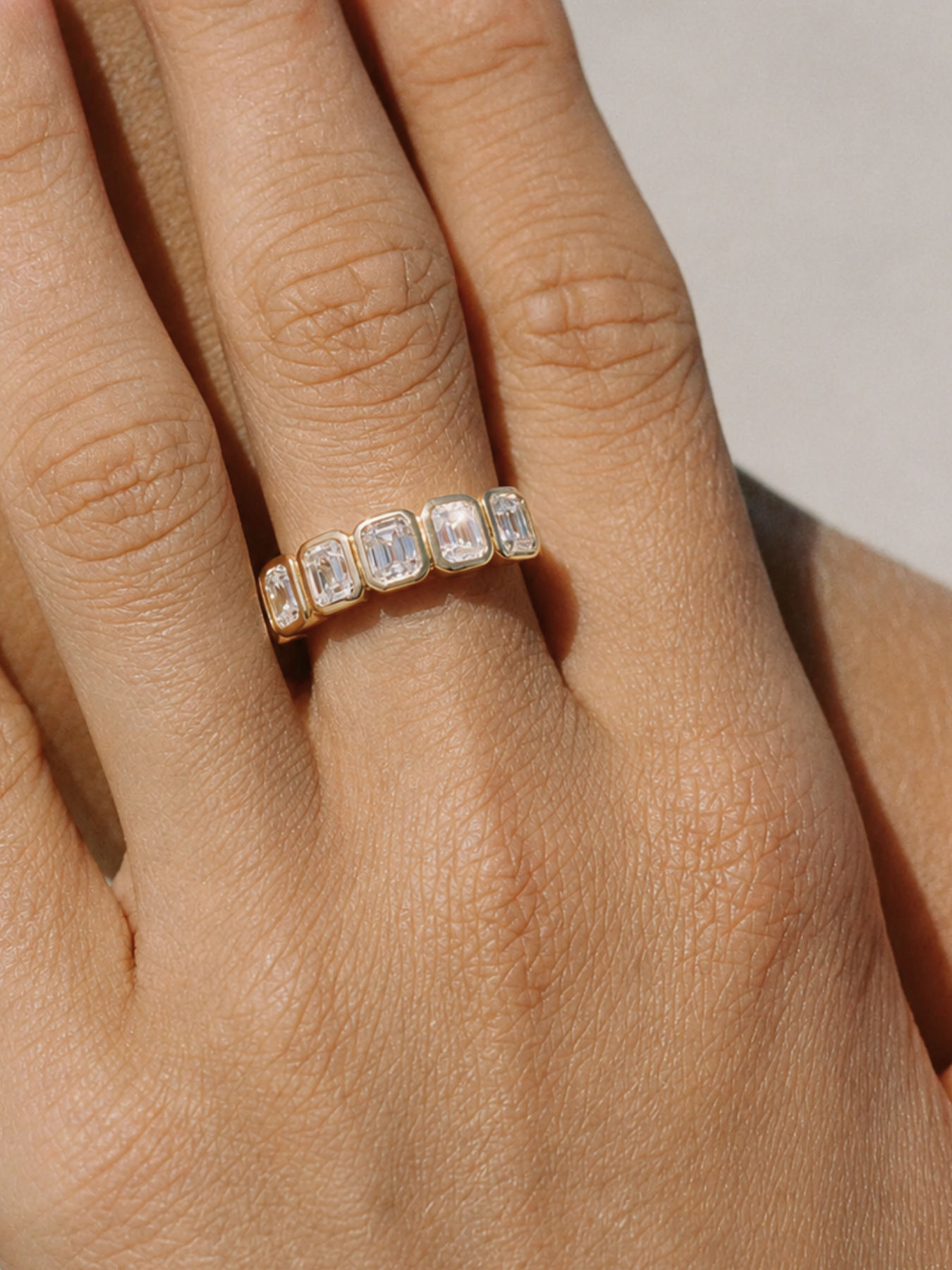Solid Gold Emerald Cut Half Eternity Band