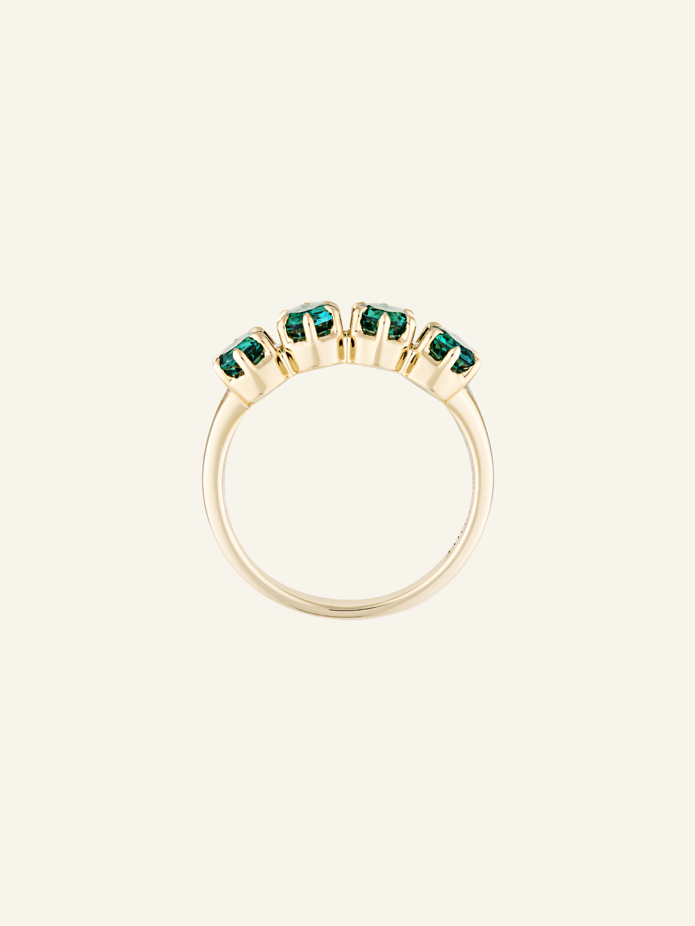 Solid Gold Four Emerald Ring