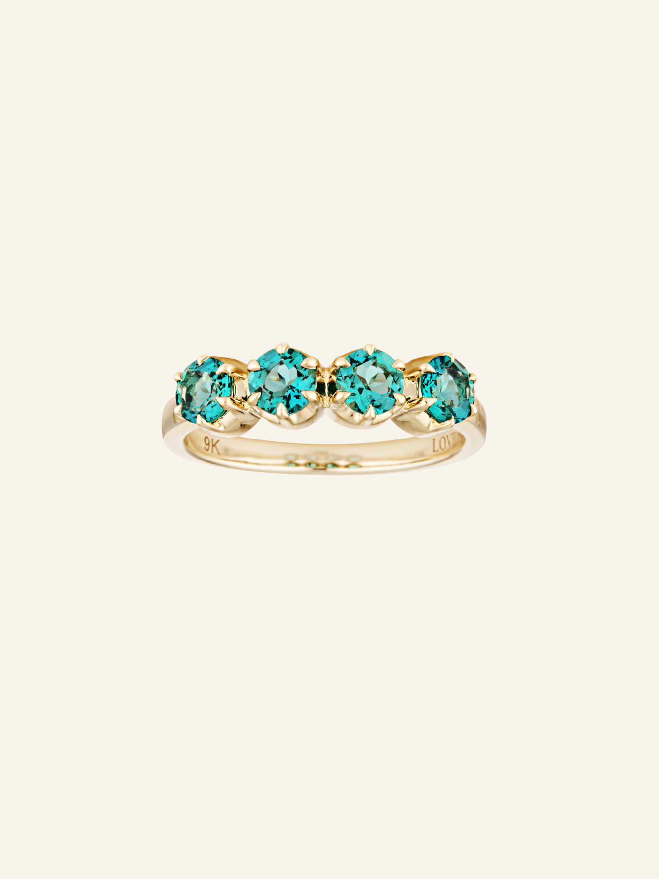 Solid Gold Four Emerald Ring