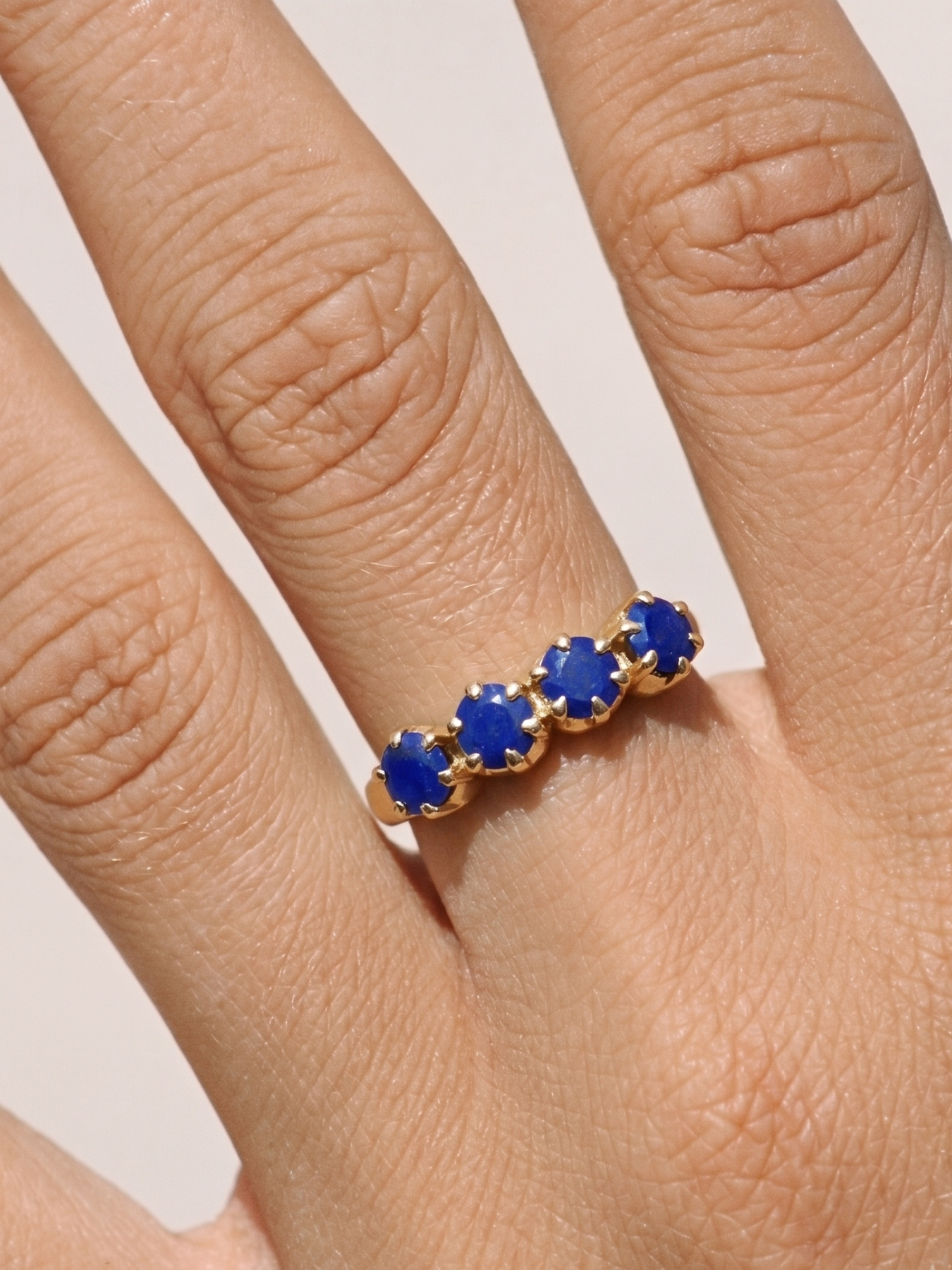 Solid Gold Four Lapis Ring