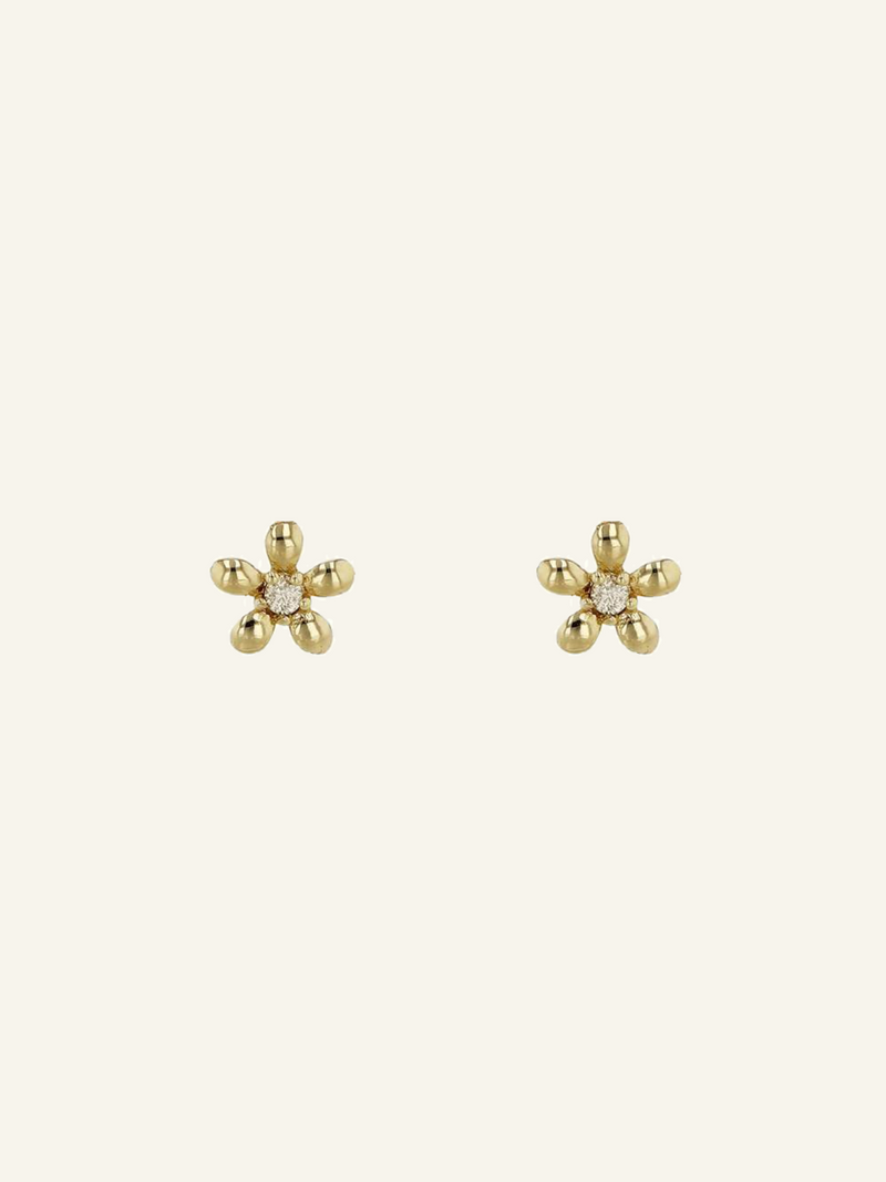 14k Diamond Flower Studs